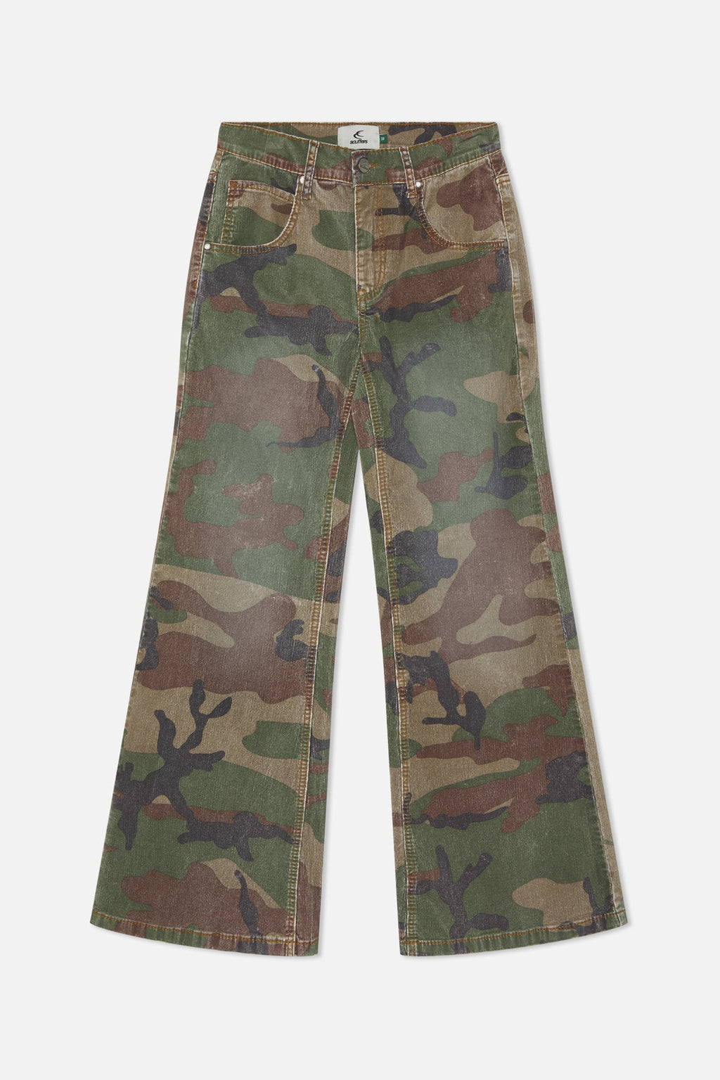 Corduroy Flared Camo Pants