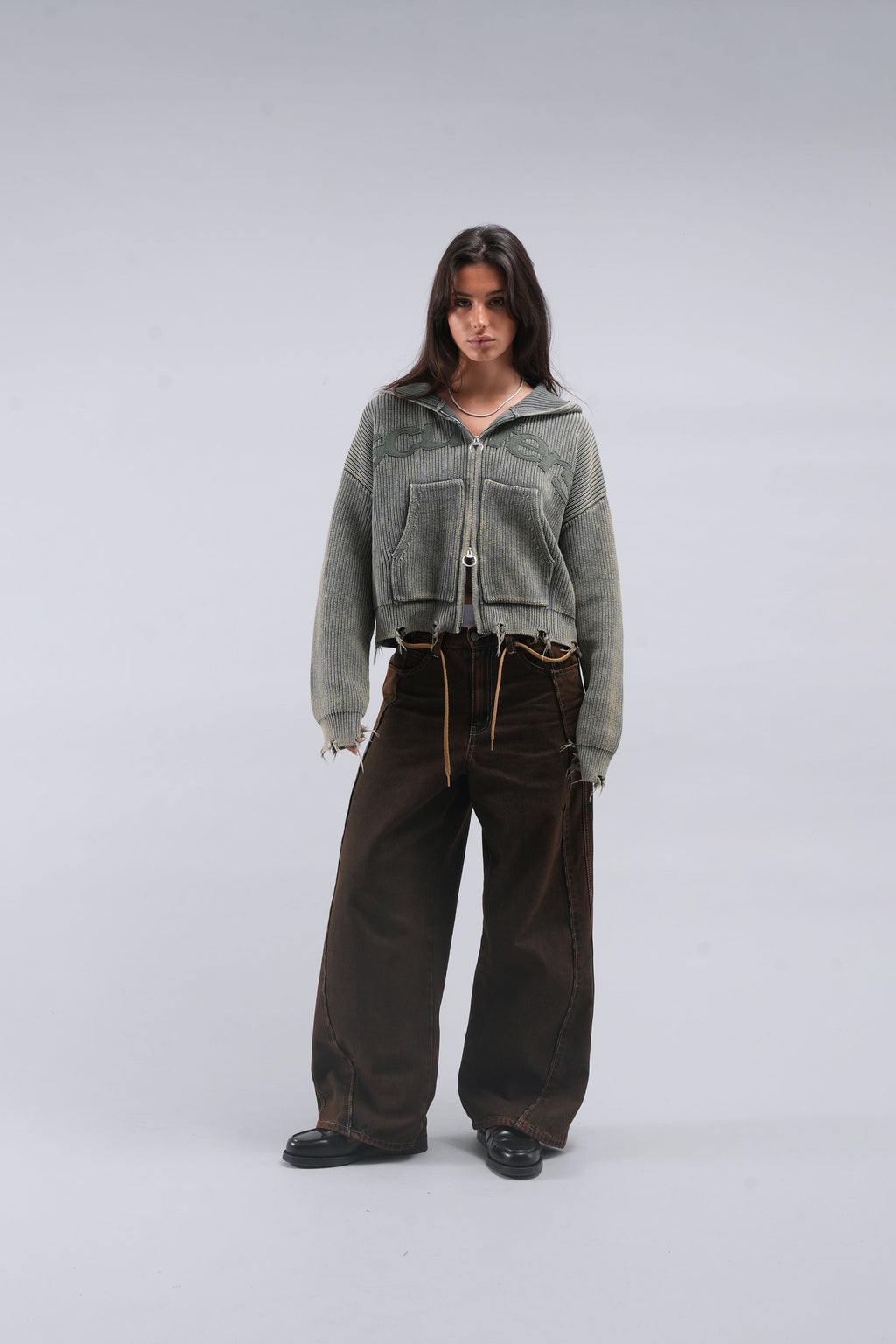 Buzz Dusty Green Knit Zipper