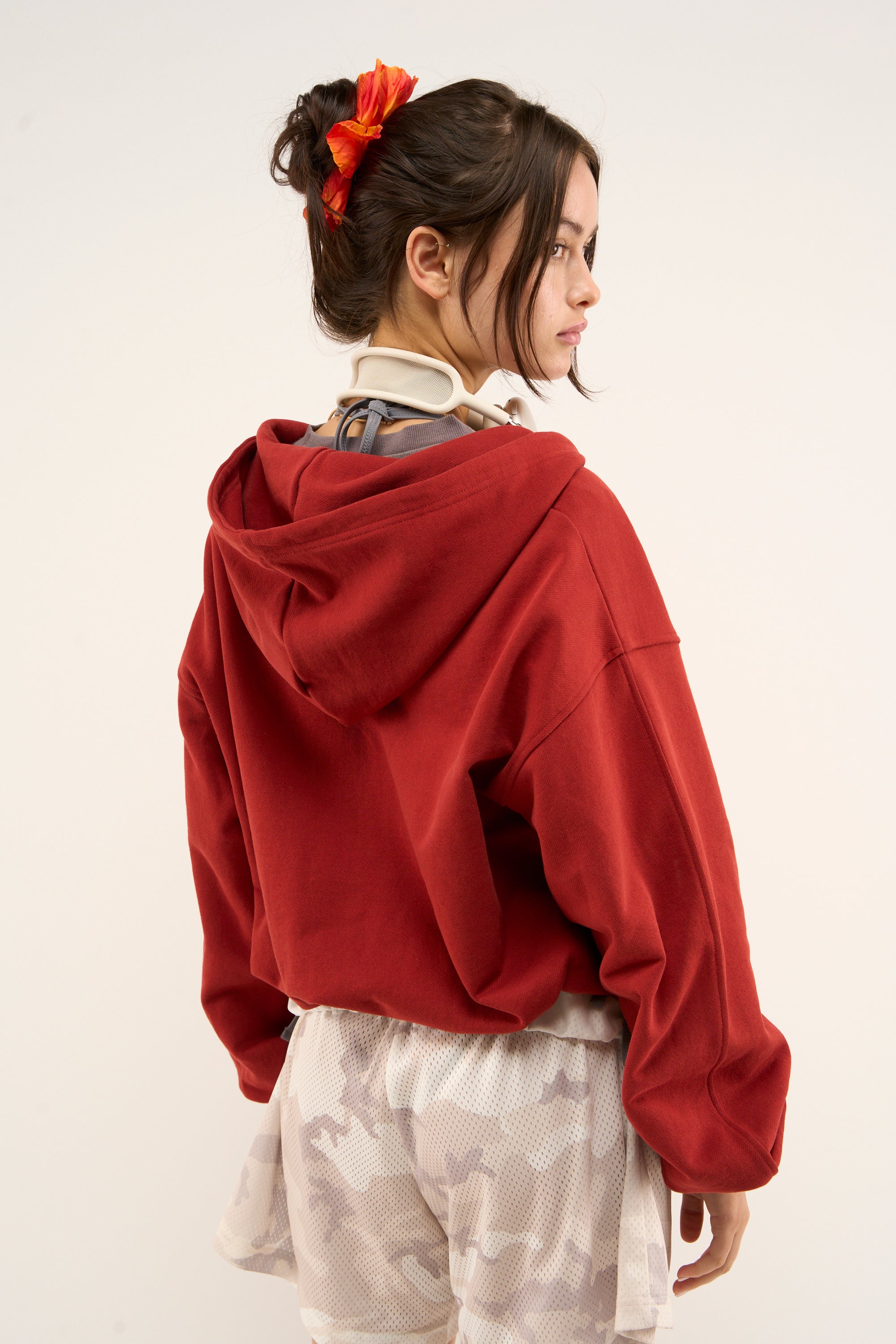 Logo Red Zipped Hoodie