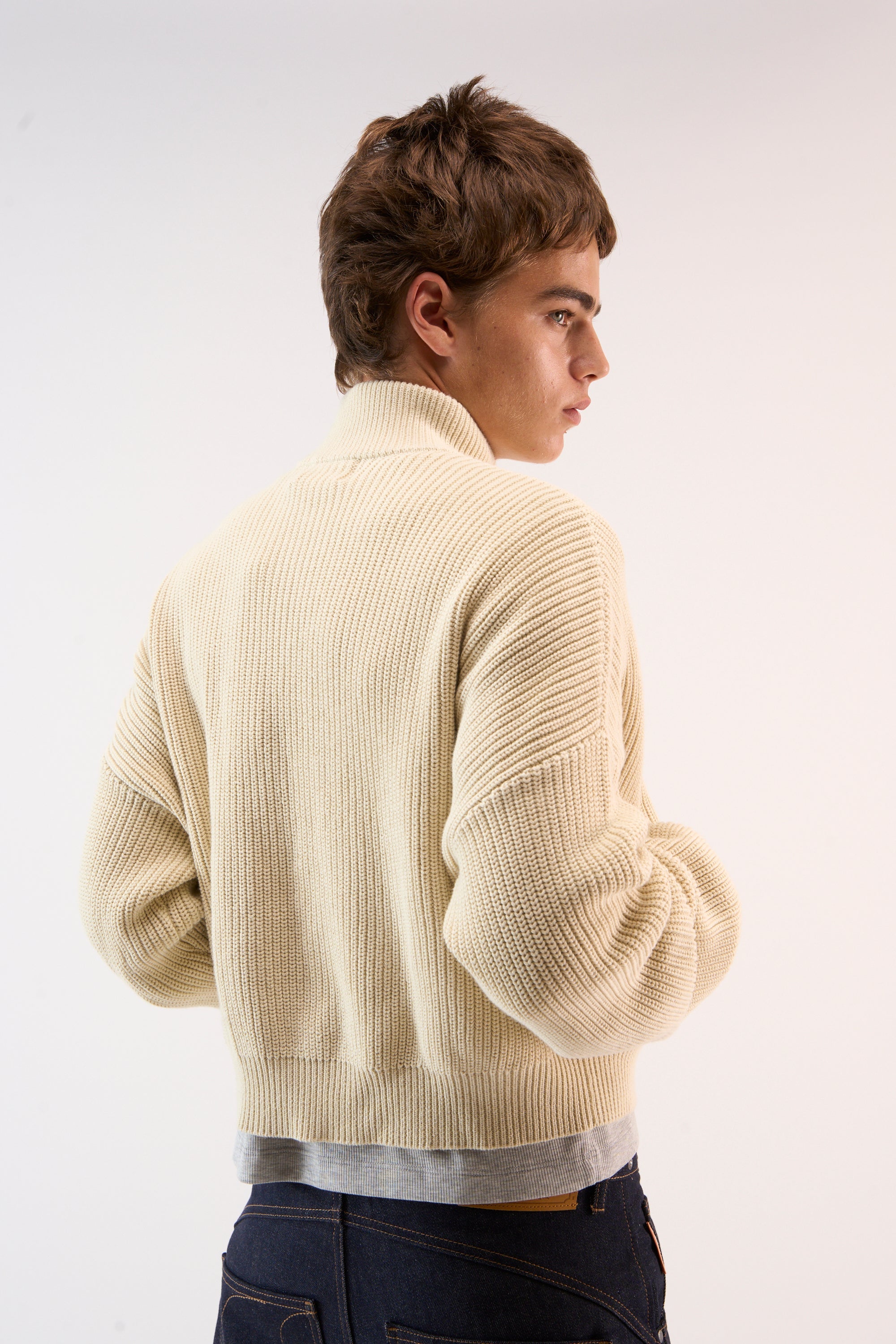 Delore Ecru Knit Zipper