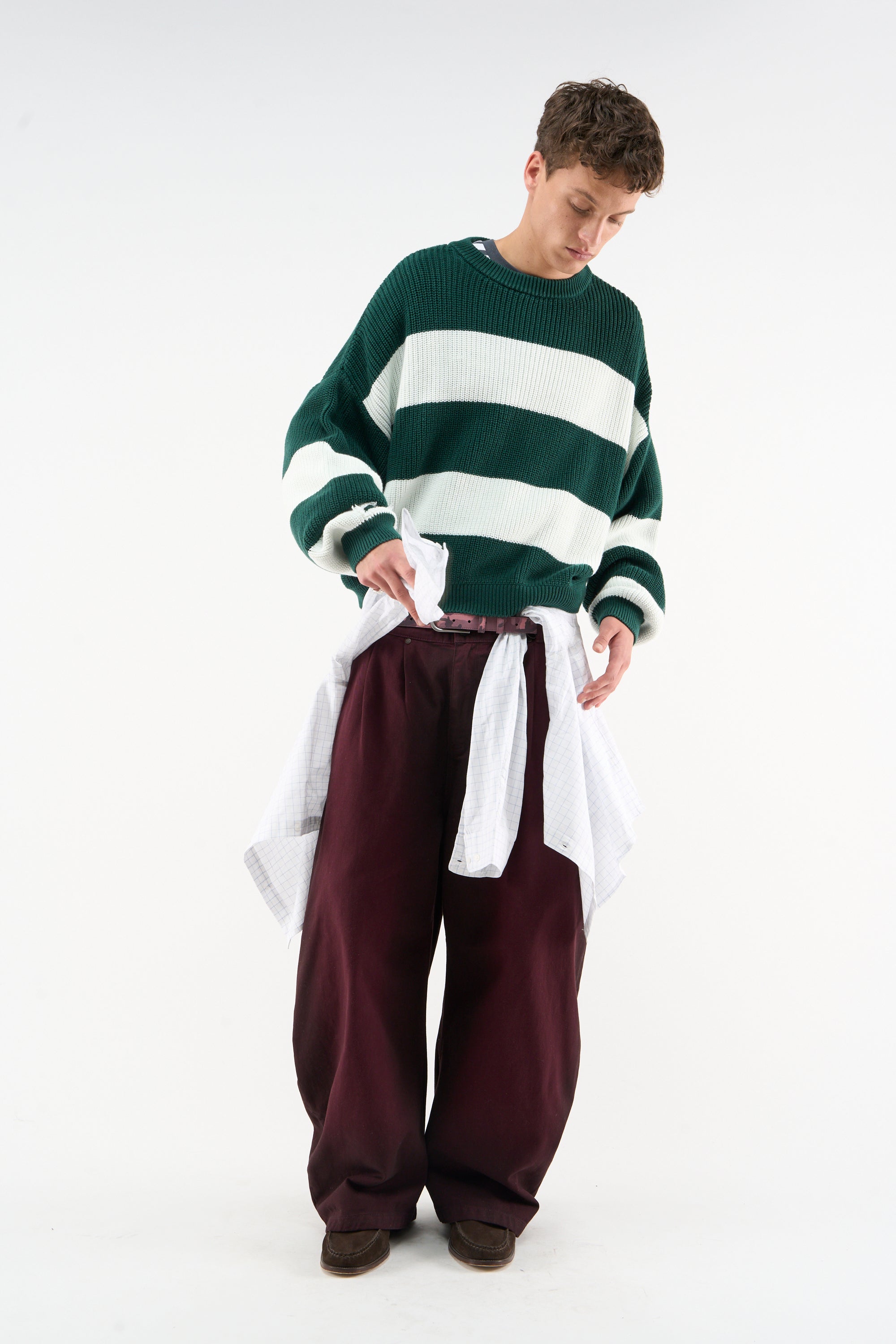 Hole Green & White Knit