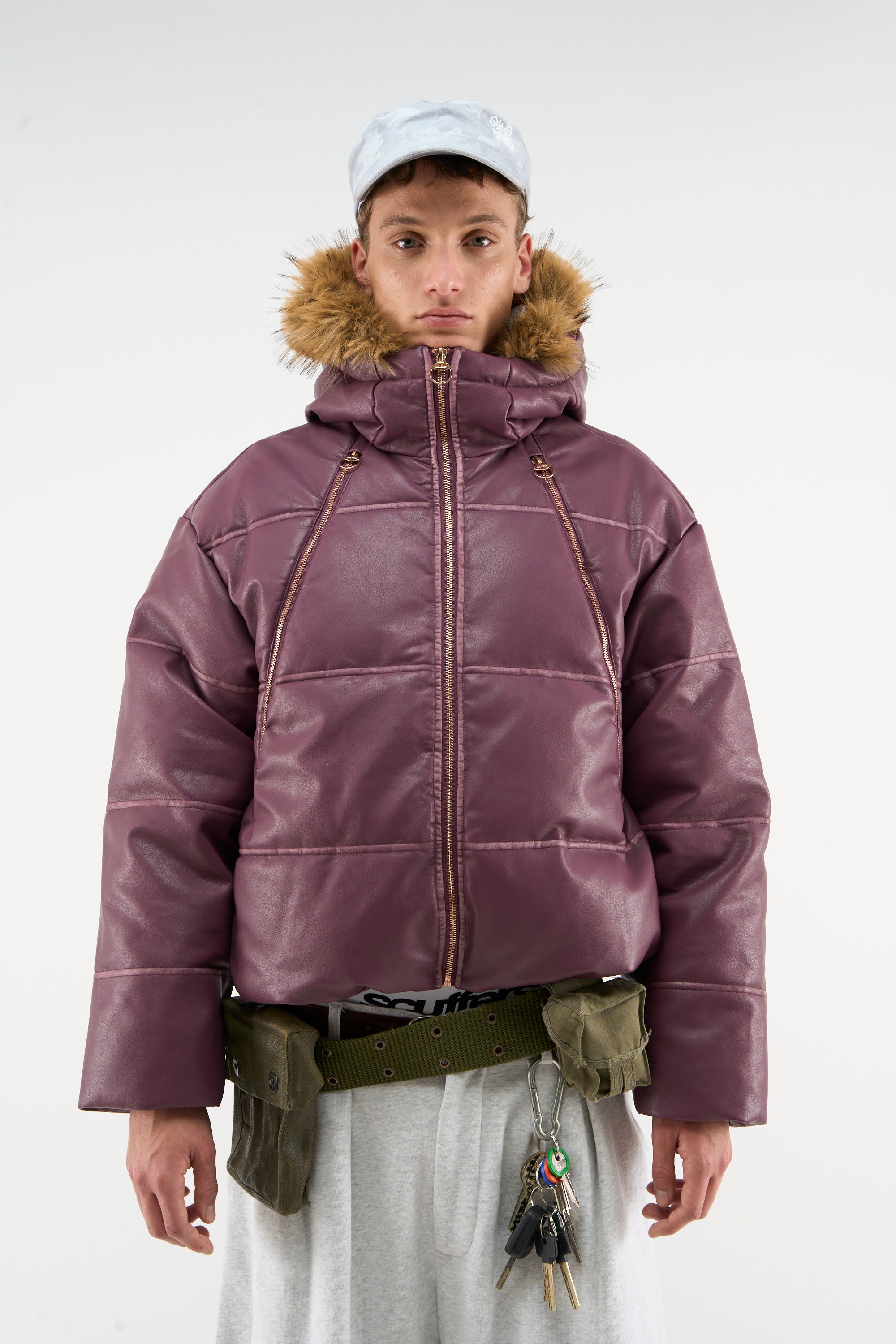 Raw Burgundy Puffer Jacket