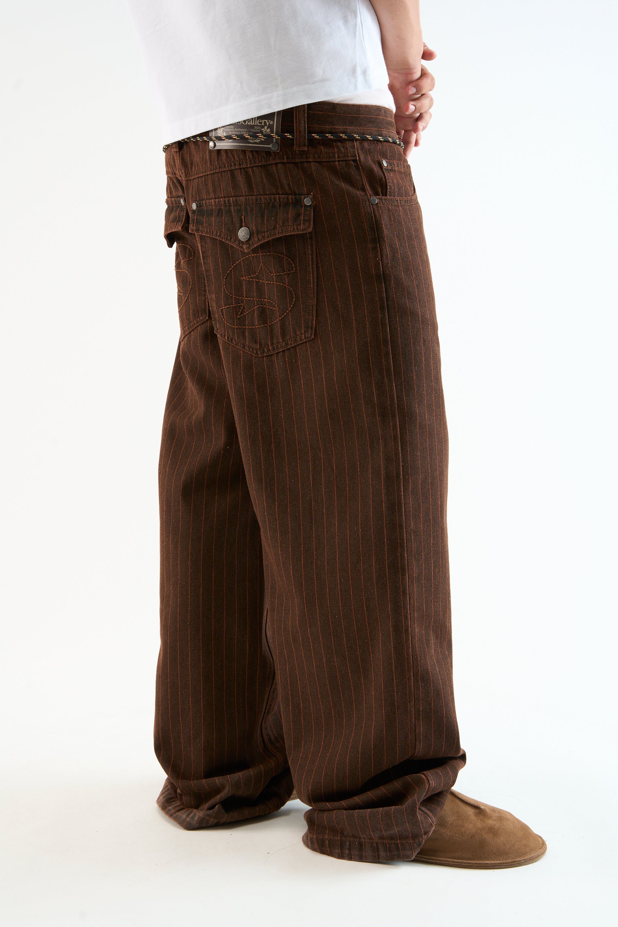 Pinstripe Carrie Brown Pants