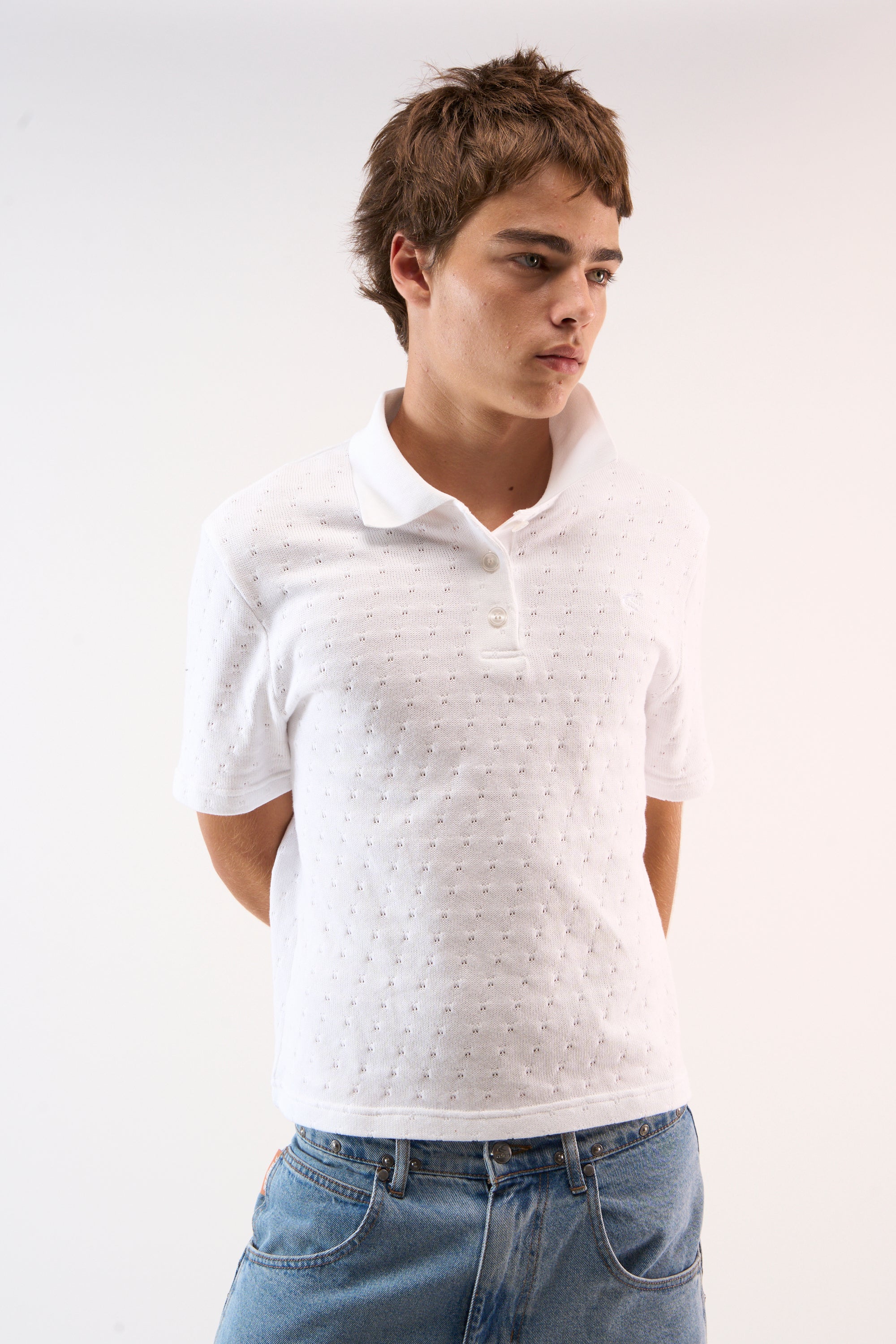 Openwork White Polo