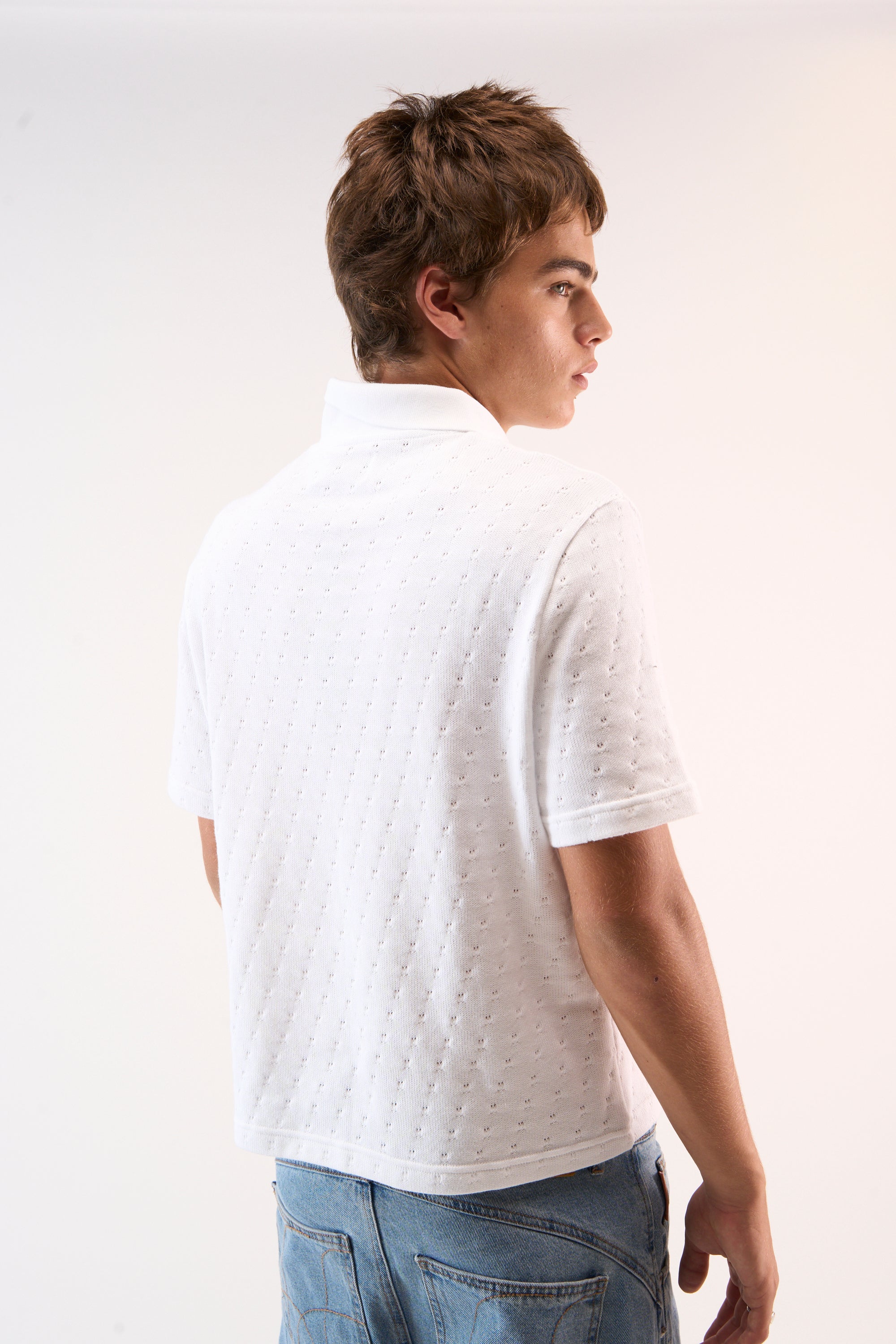 Openwork White Polo