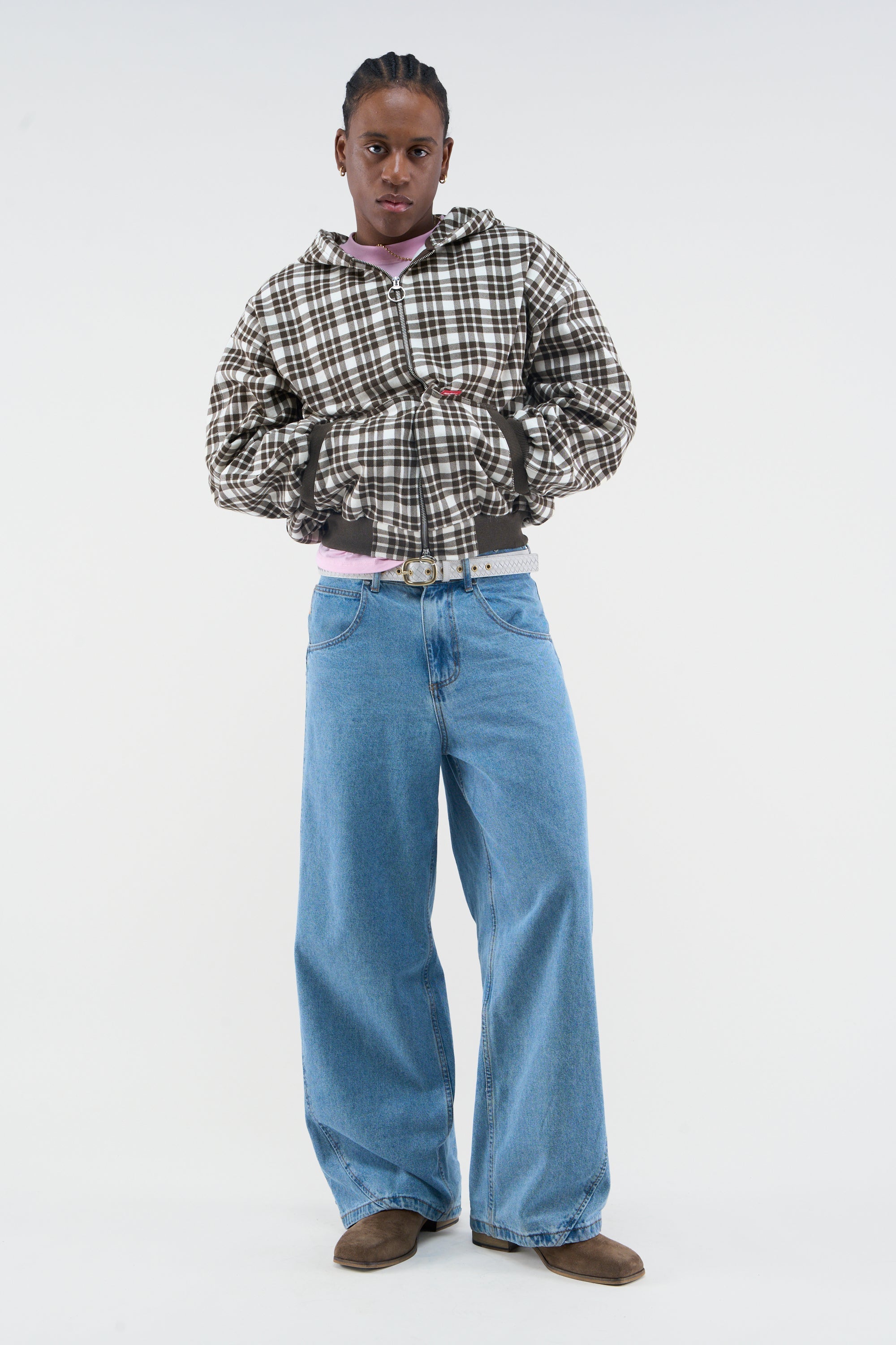 Scff Brown Checks Zipper