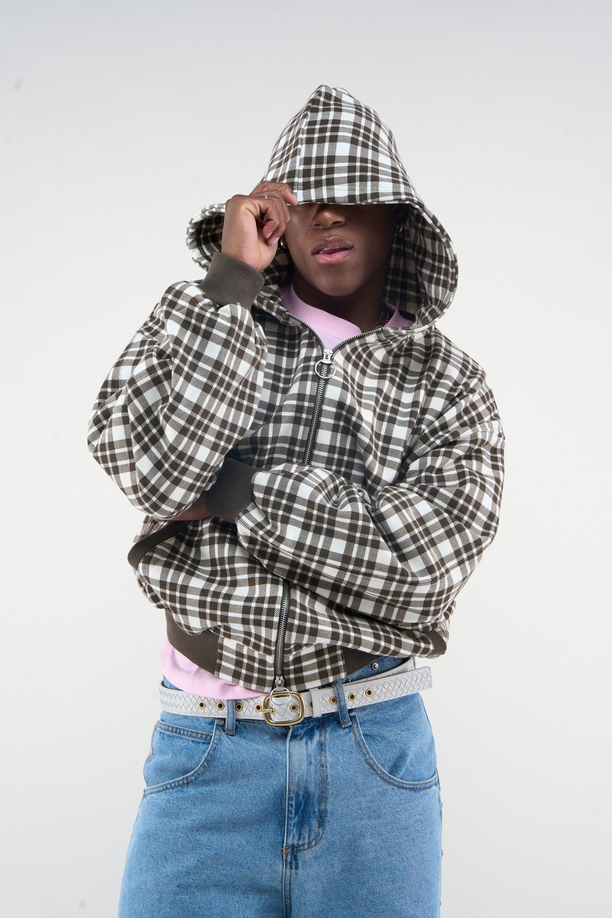 Scff Brown Checks Zipper