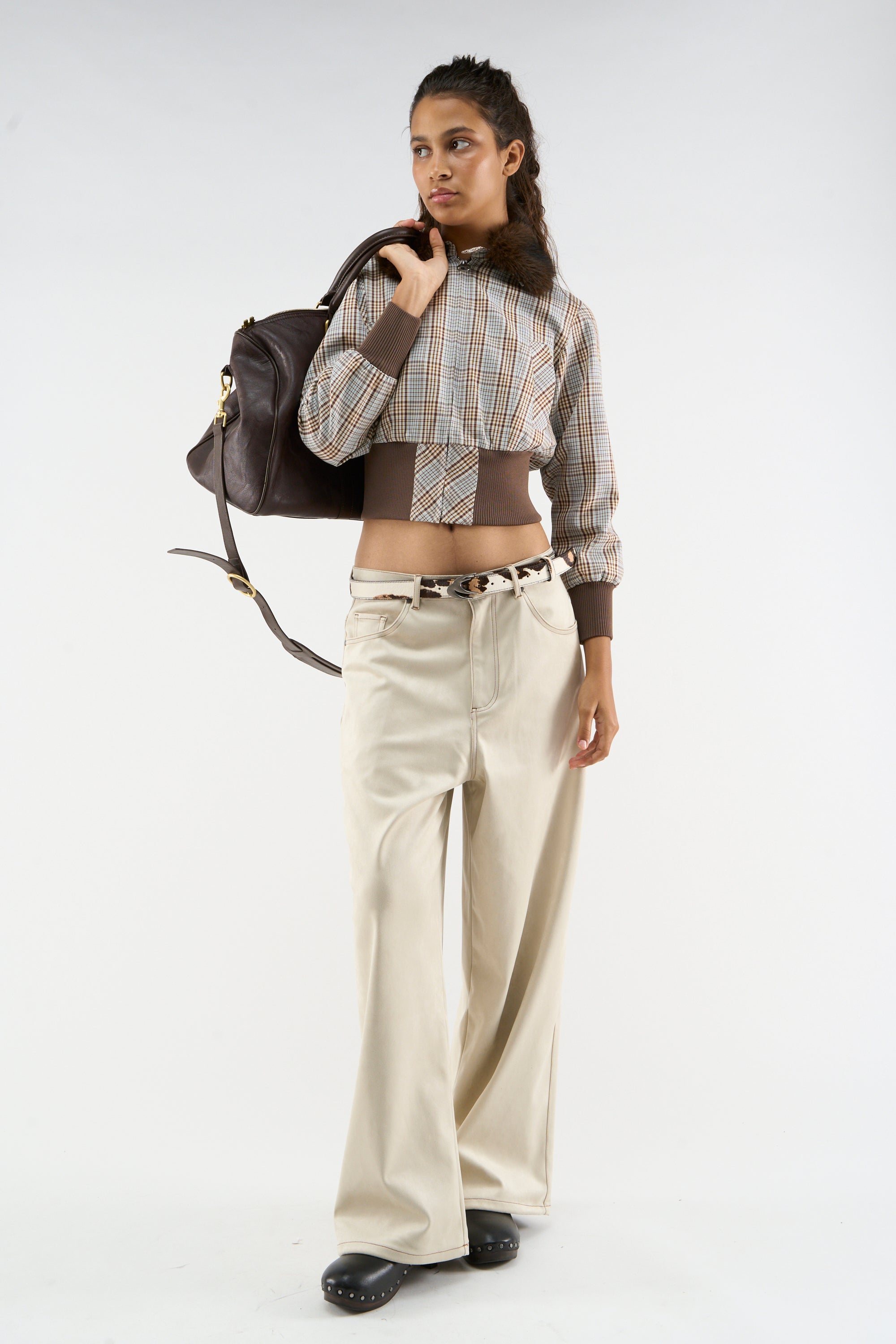 Checkered Brown Harrington Jacket