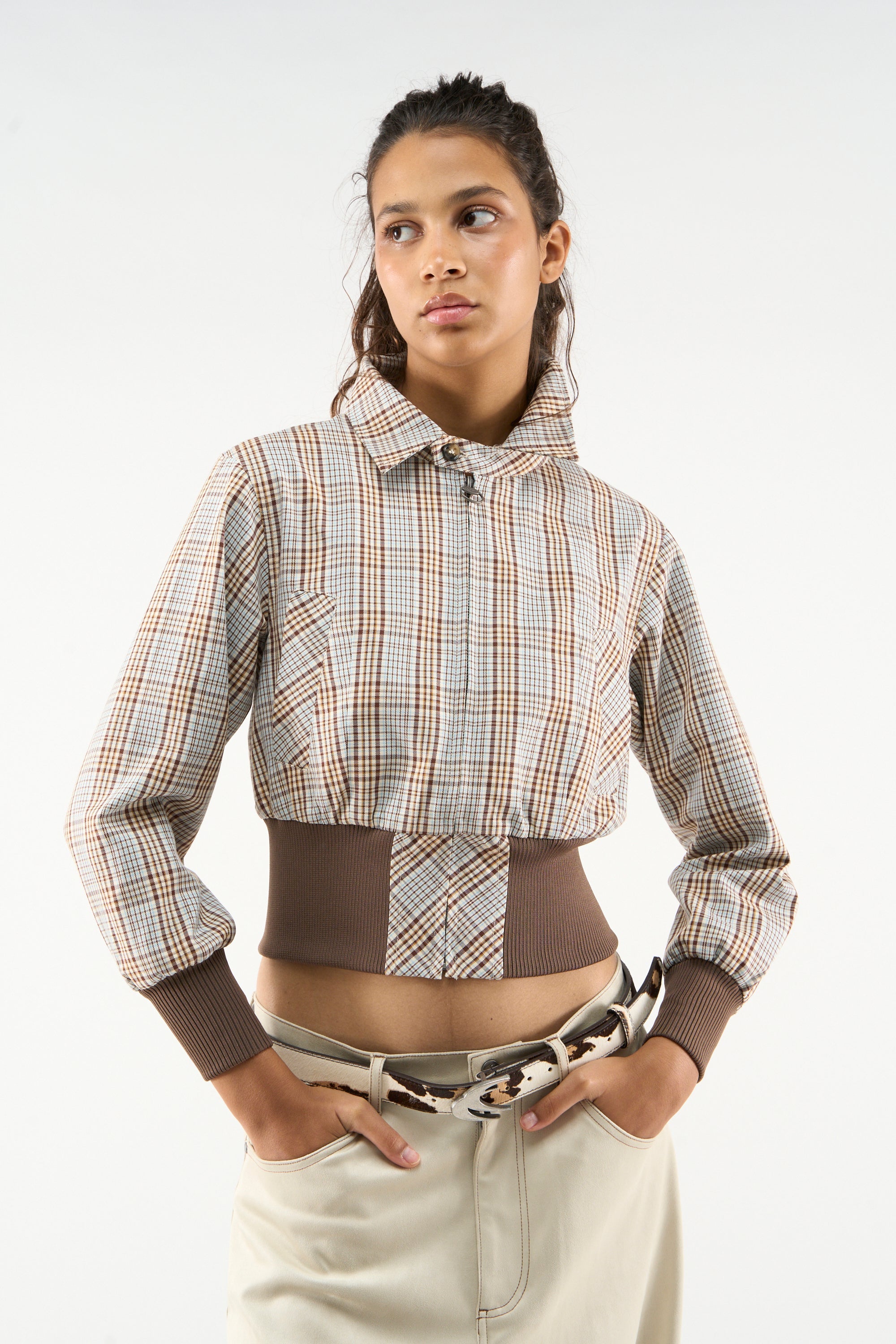 Checkered Brown Harrington Jacket