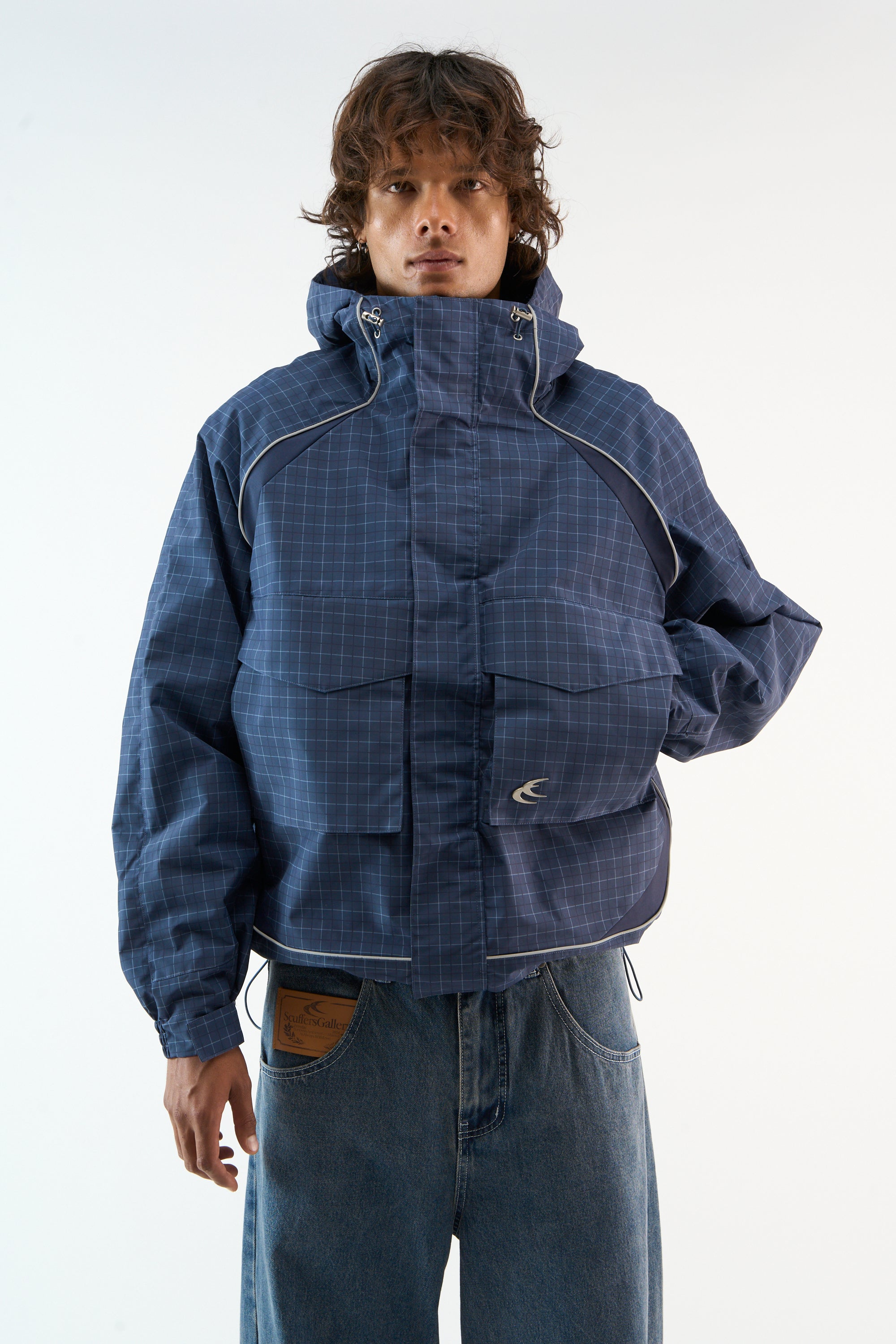 Checkered Navy Essential Windbreaker