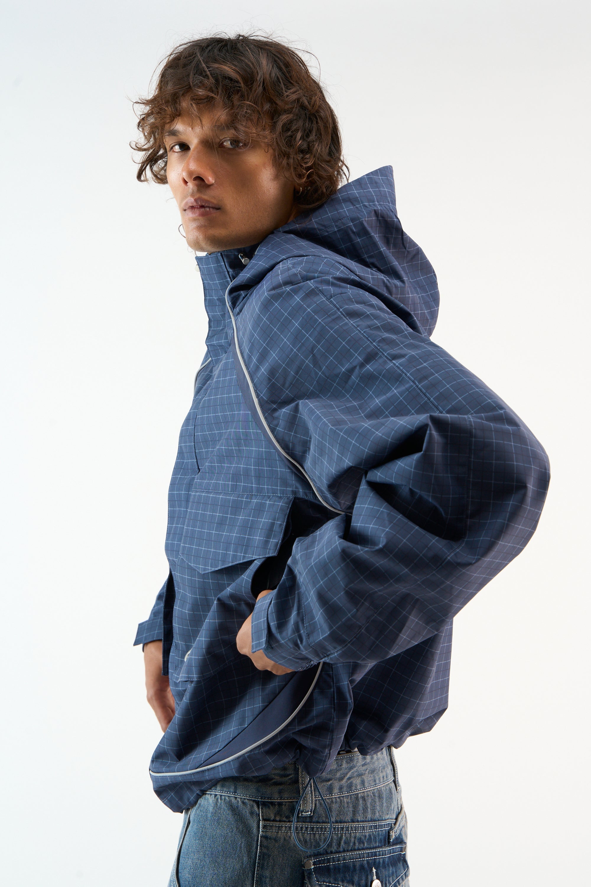 Checkered Navy Essential Windbreaker