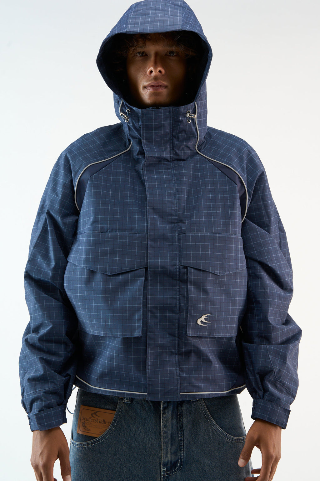 Checkered Navy Essential Windbreaker