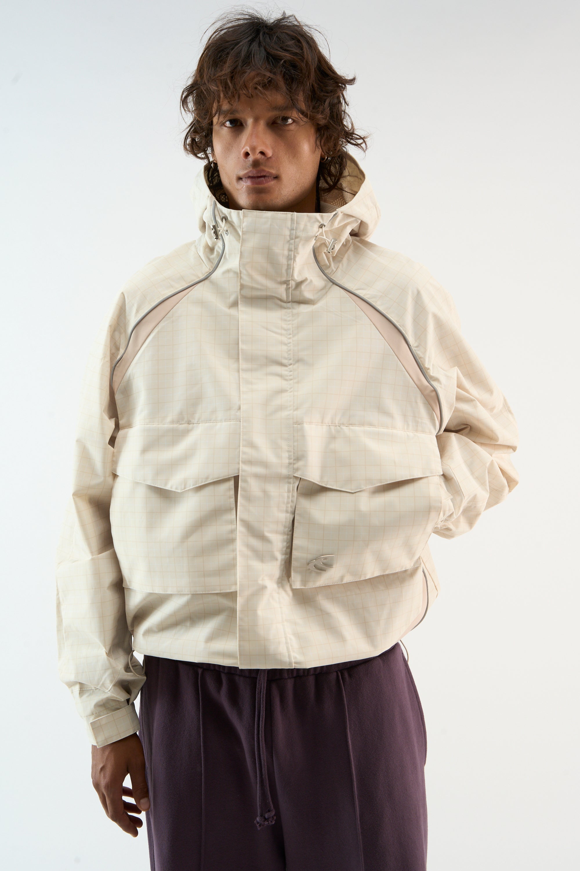 Checkered Ecru Essential Windbreaker