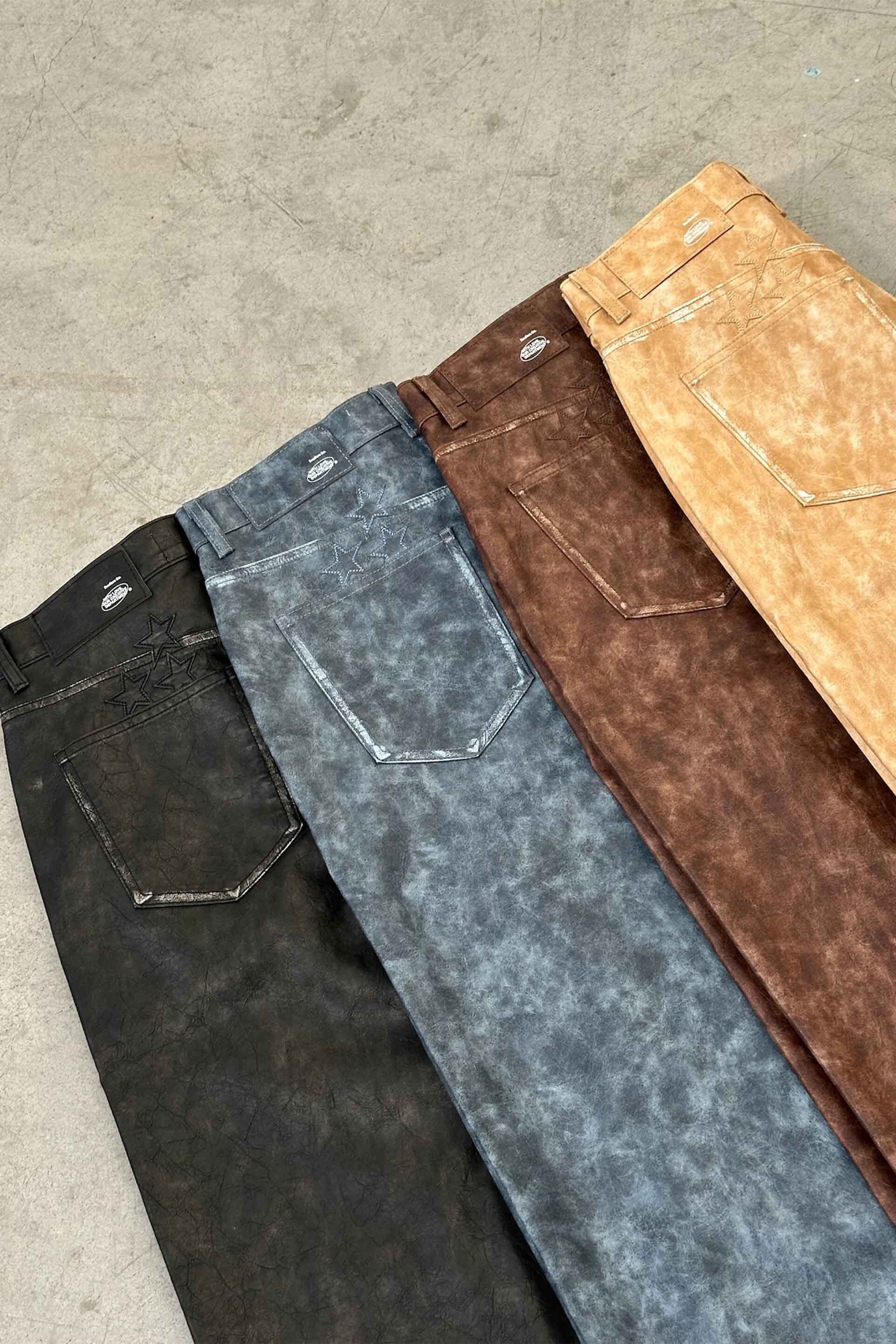 Leather Blue Jumbo Pants