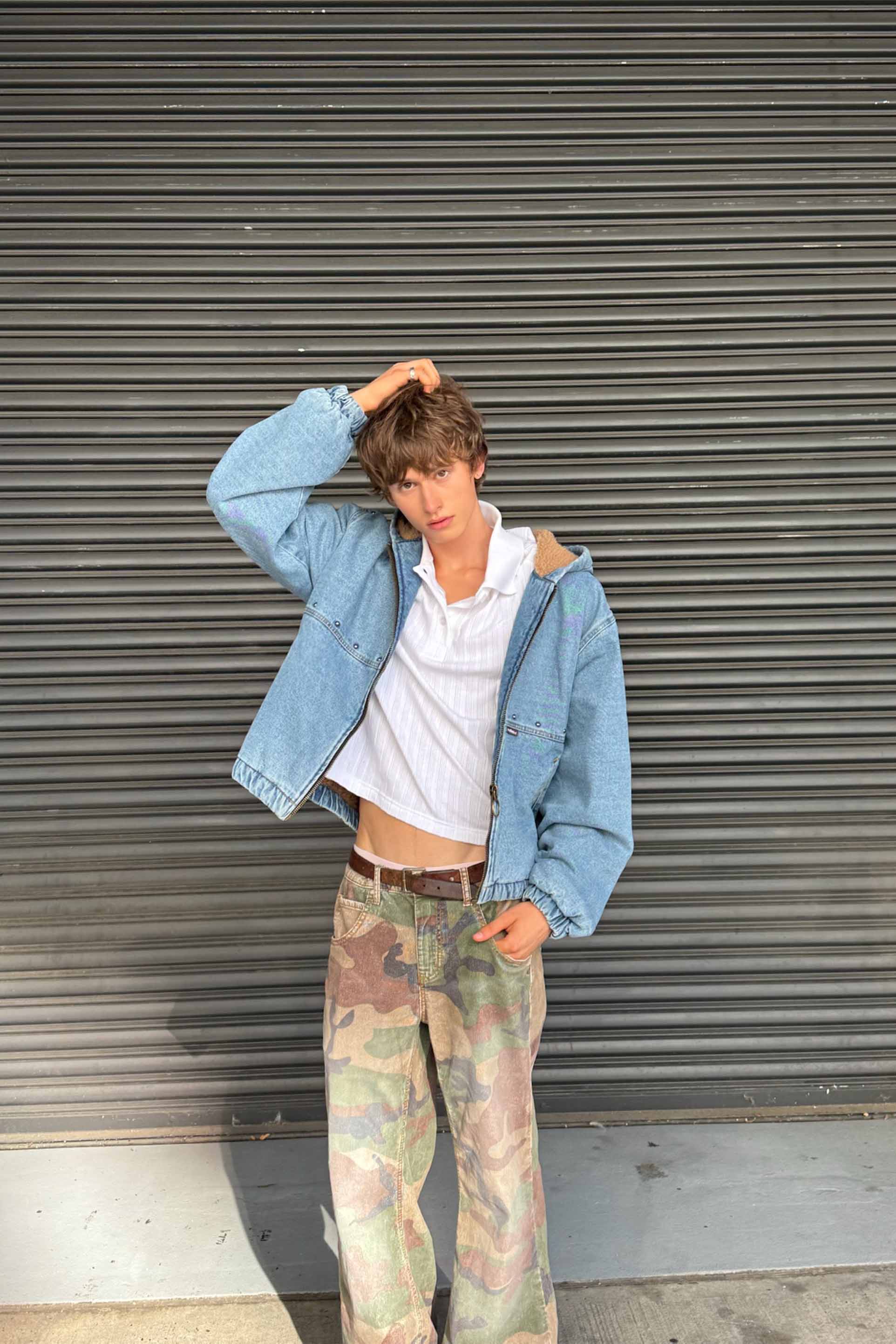 Corduroy Flared Camo Pants