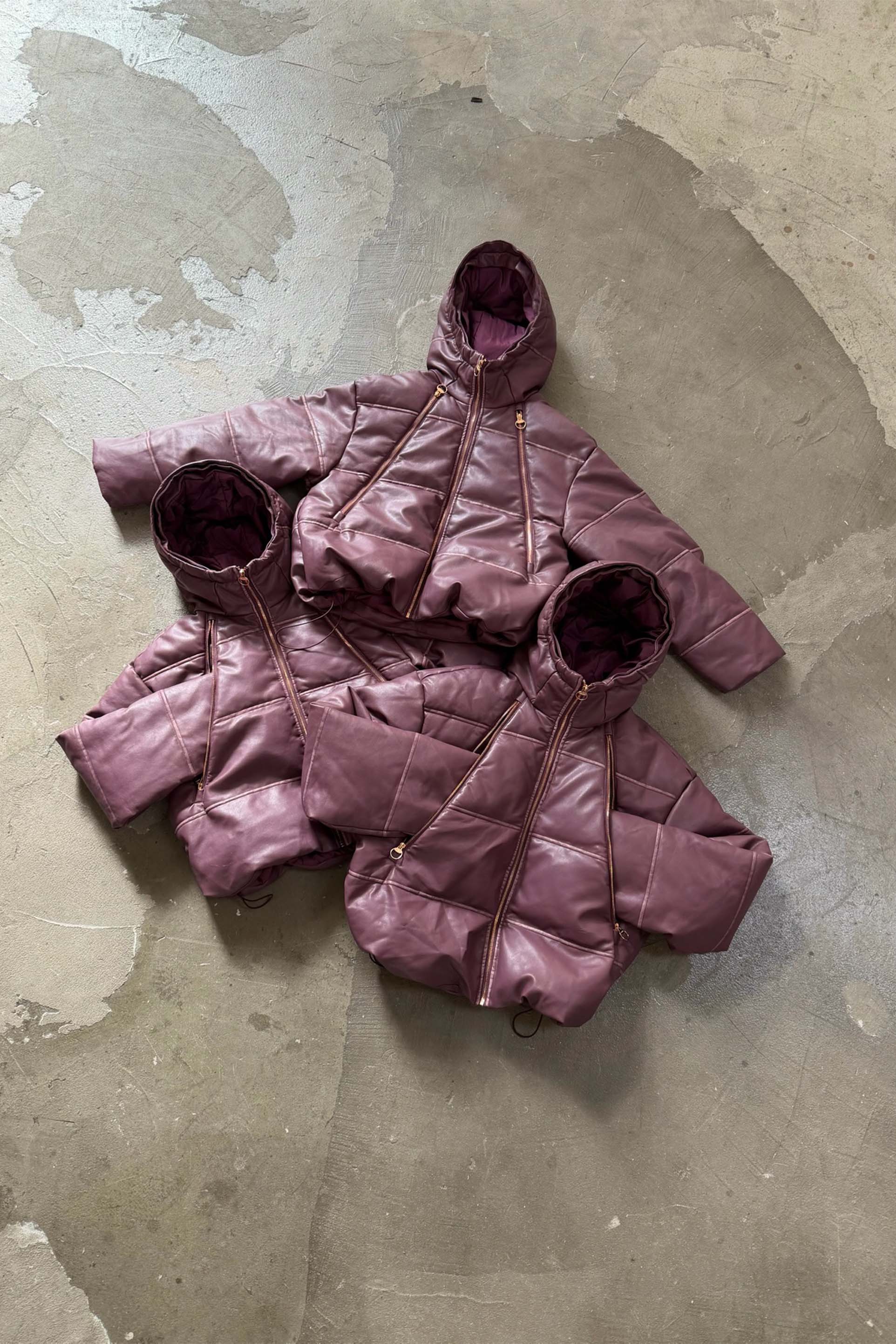 Raw Burgundy Puffer Jacket