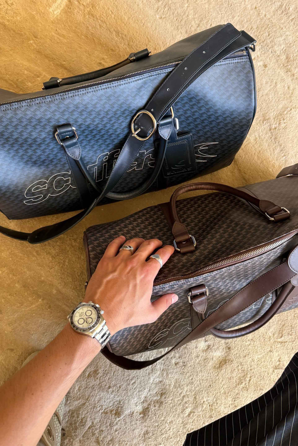 Monogram Navy Duffle Bag