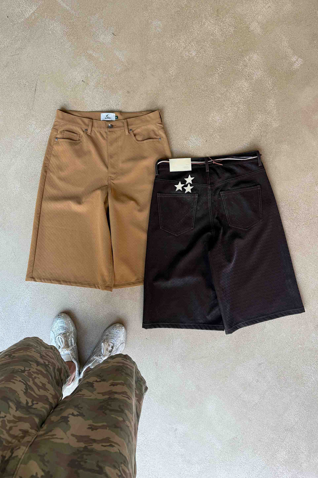 Braided Camel Jumbo Shorts