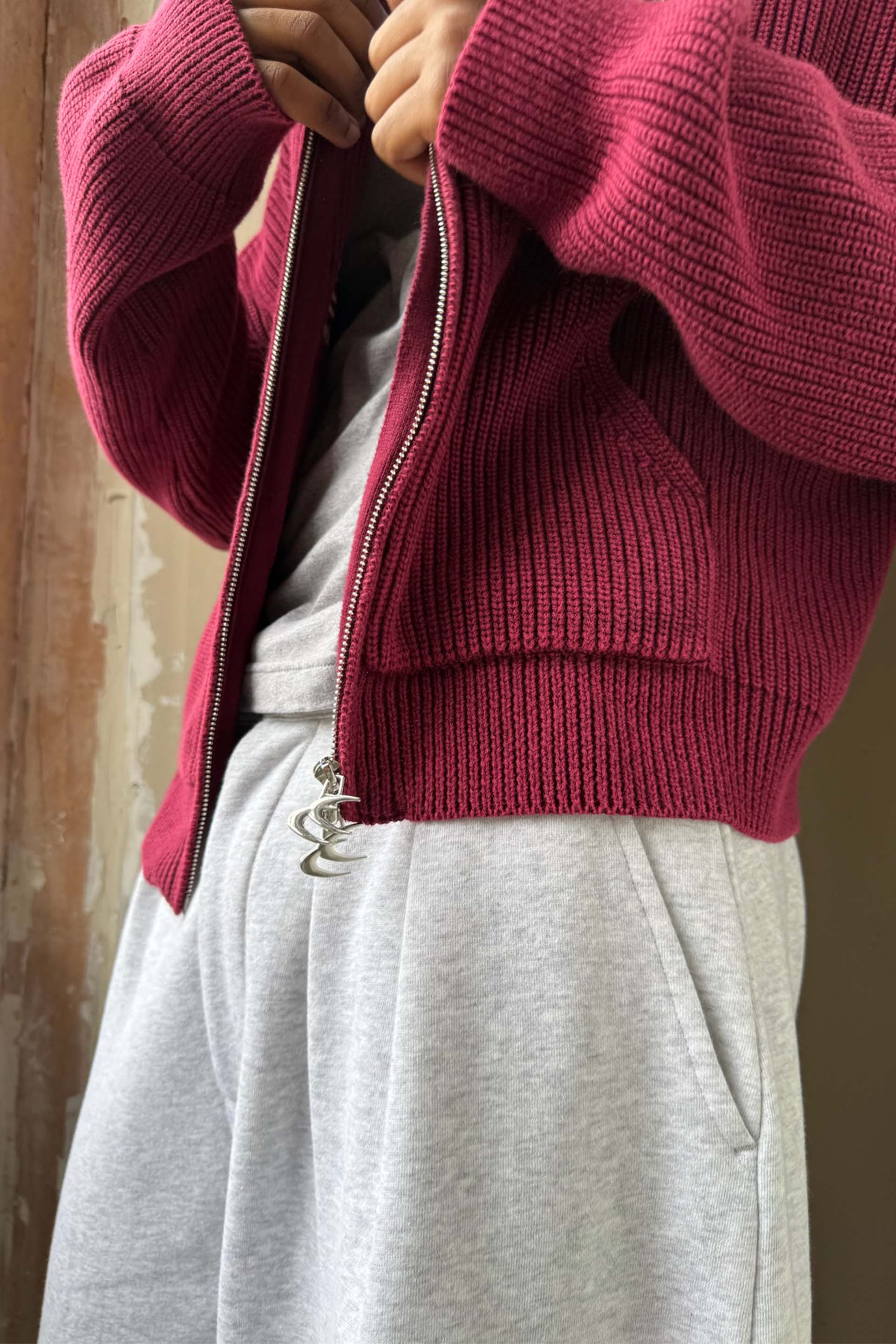 Mayor Burgundy Knit Zipper