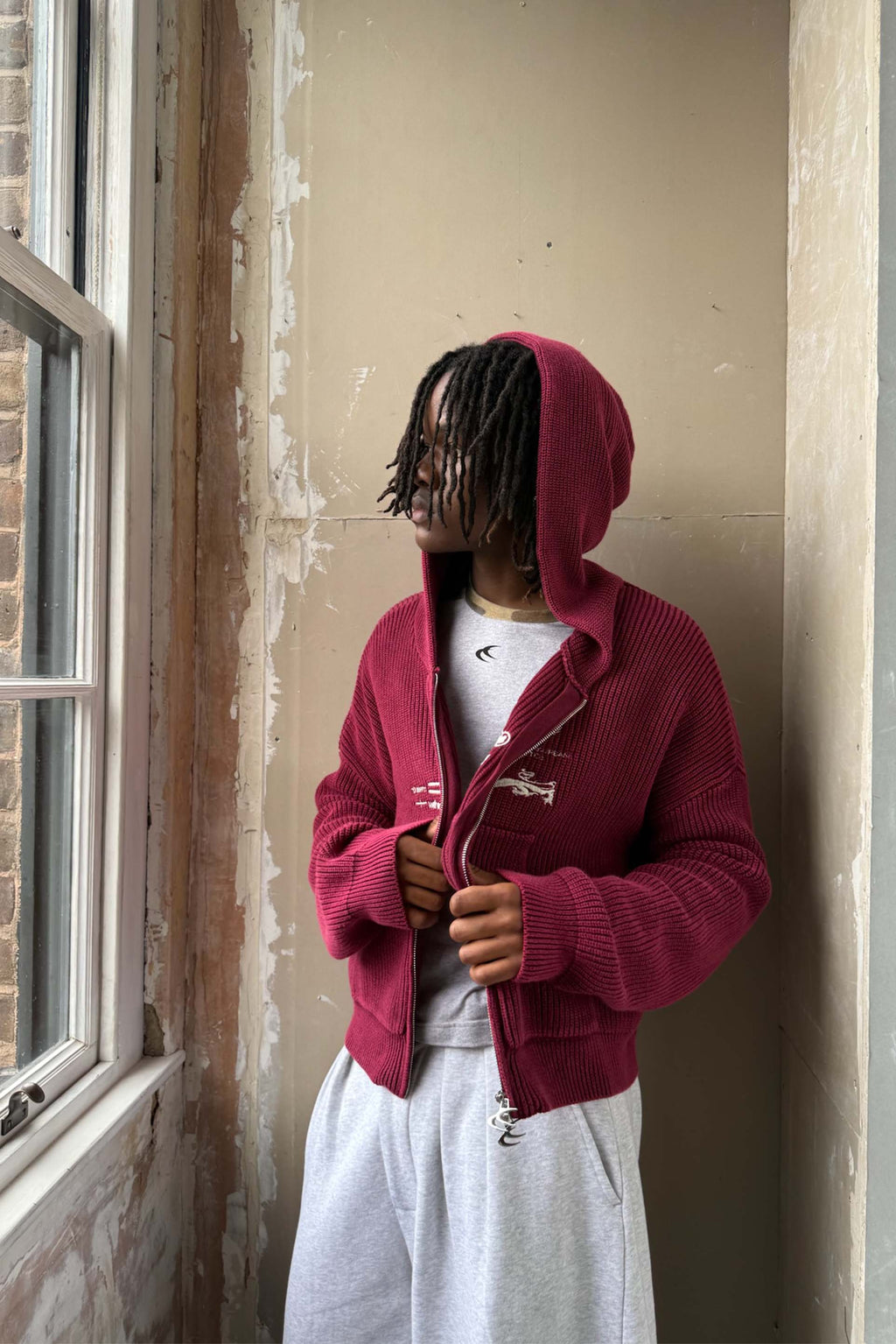 Mayor Burgundy Knit Zipper