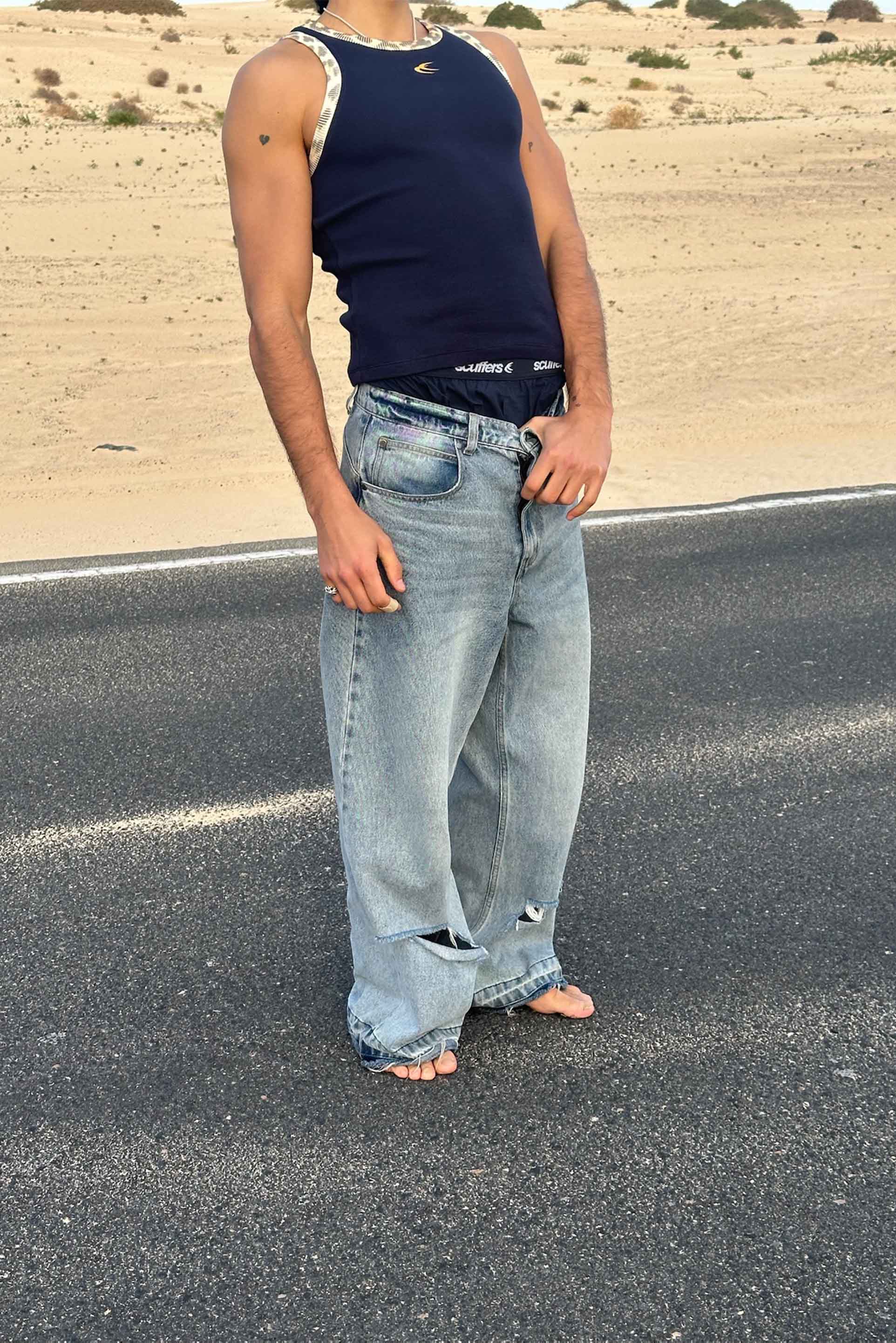 Animal Navy Waffle SCFF Tank Top