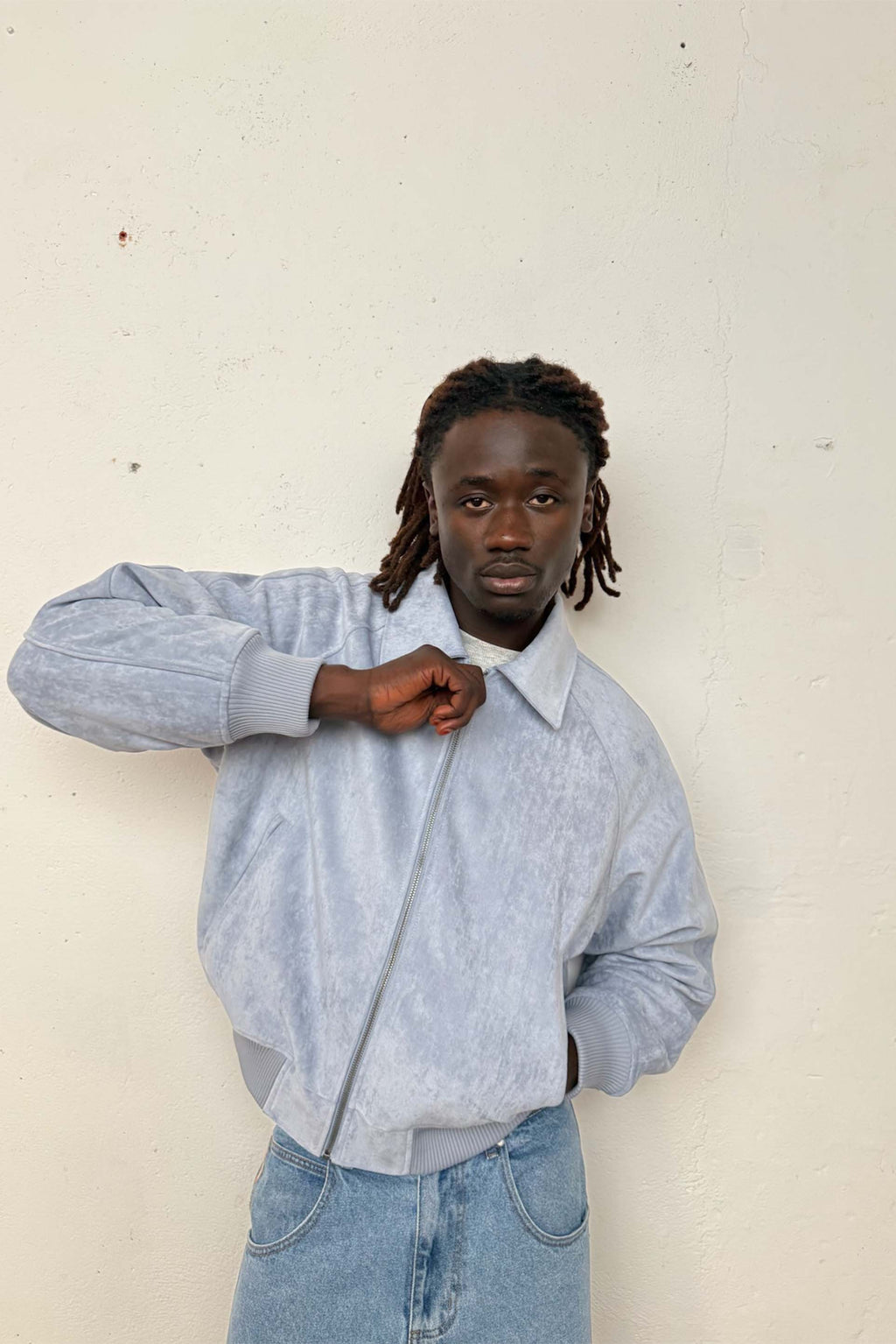 Suede Blue Raw Jacket