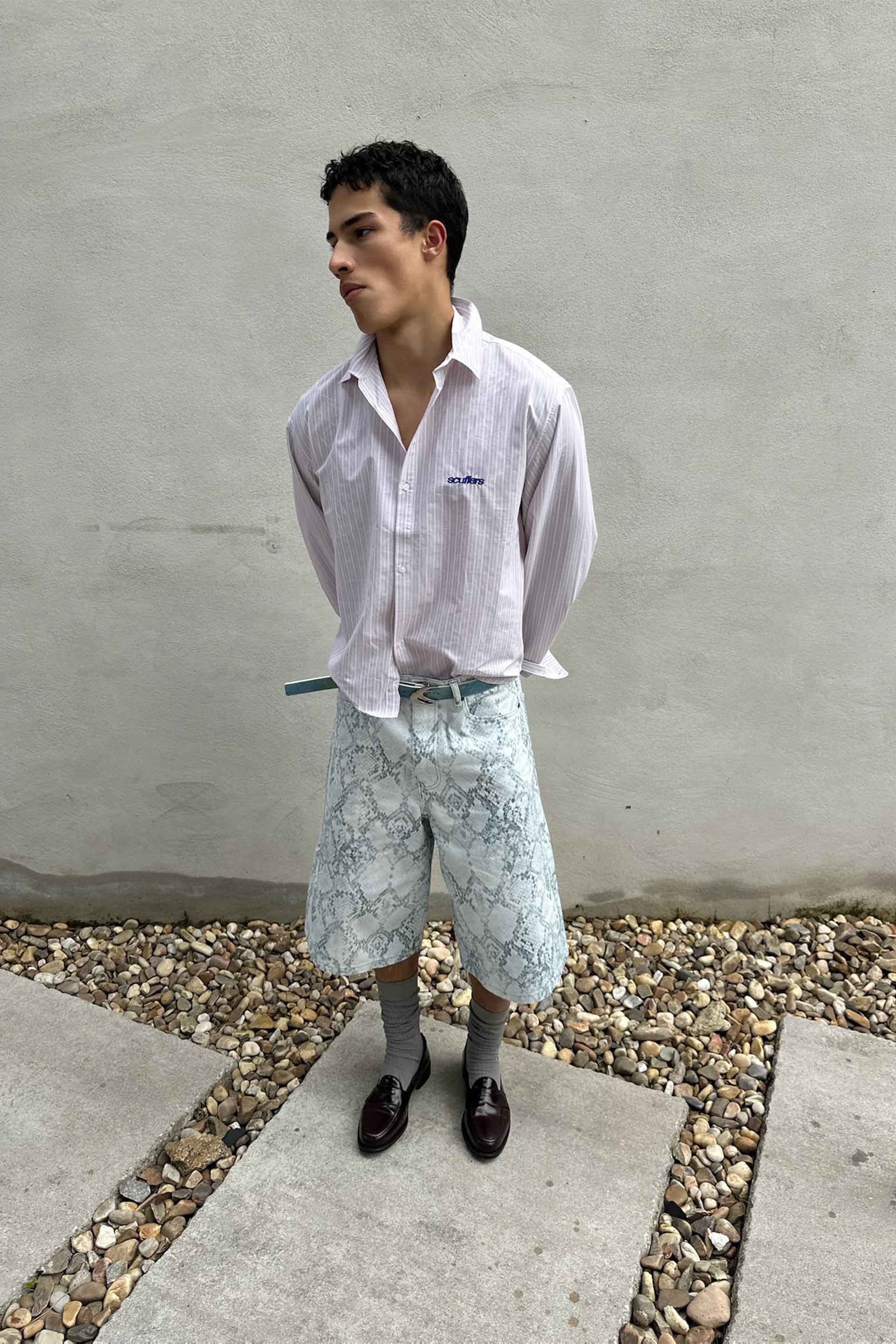 Jumbo Light Blue Snakeprint Shorts