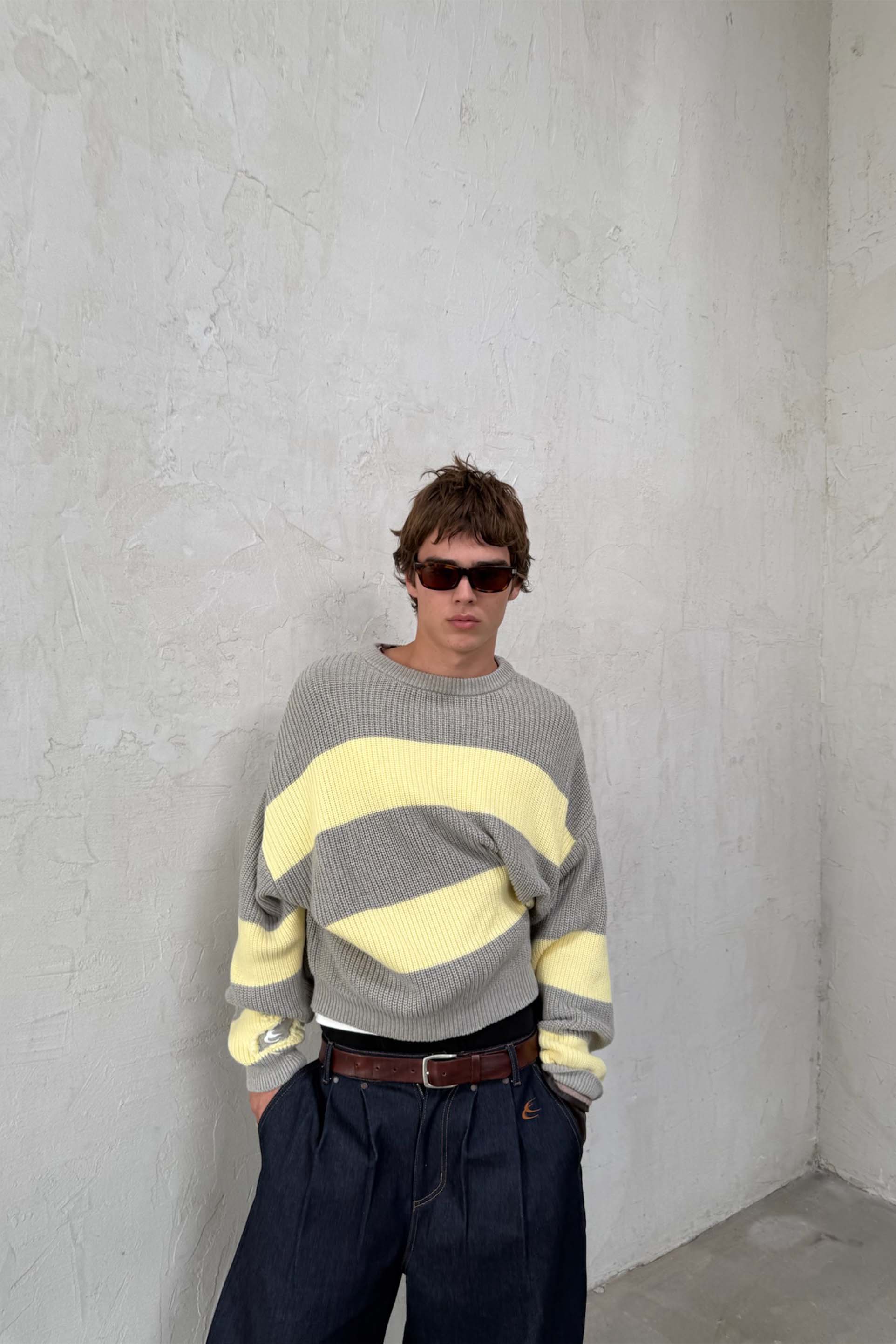Hole Yellow & Grey Knit