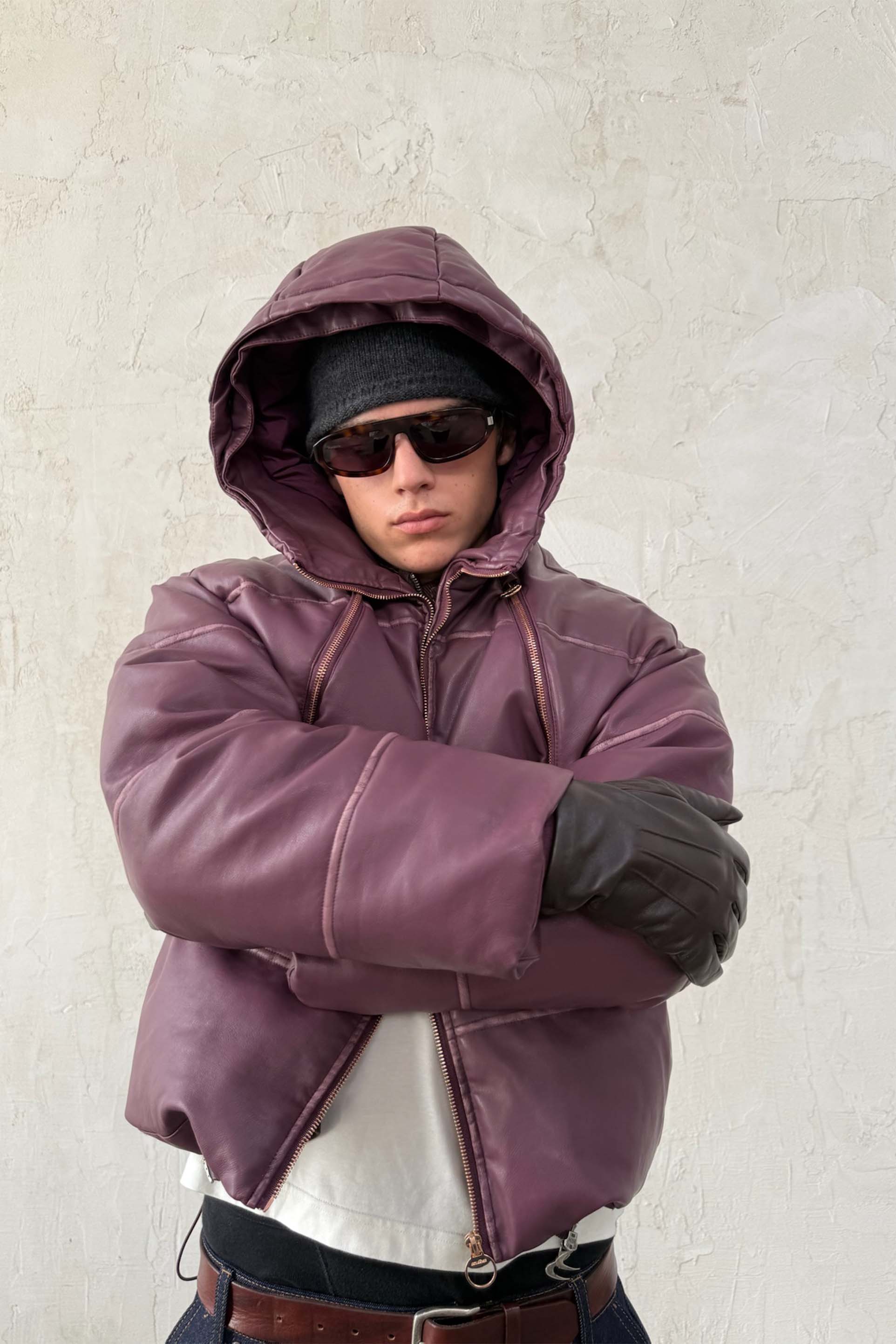 Raw Burgundy Puffer Jacket