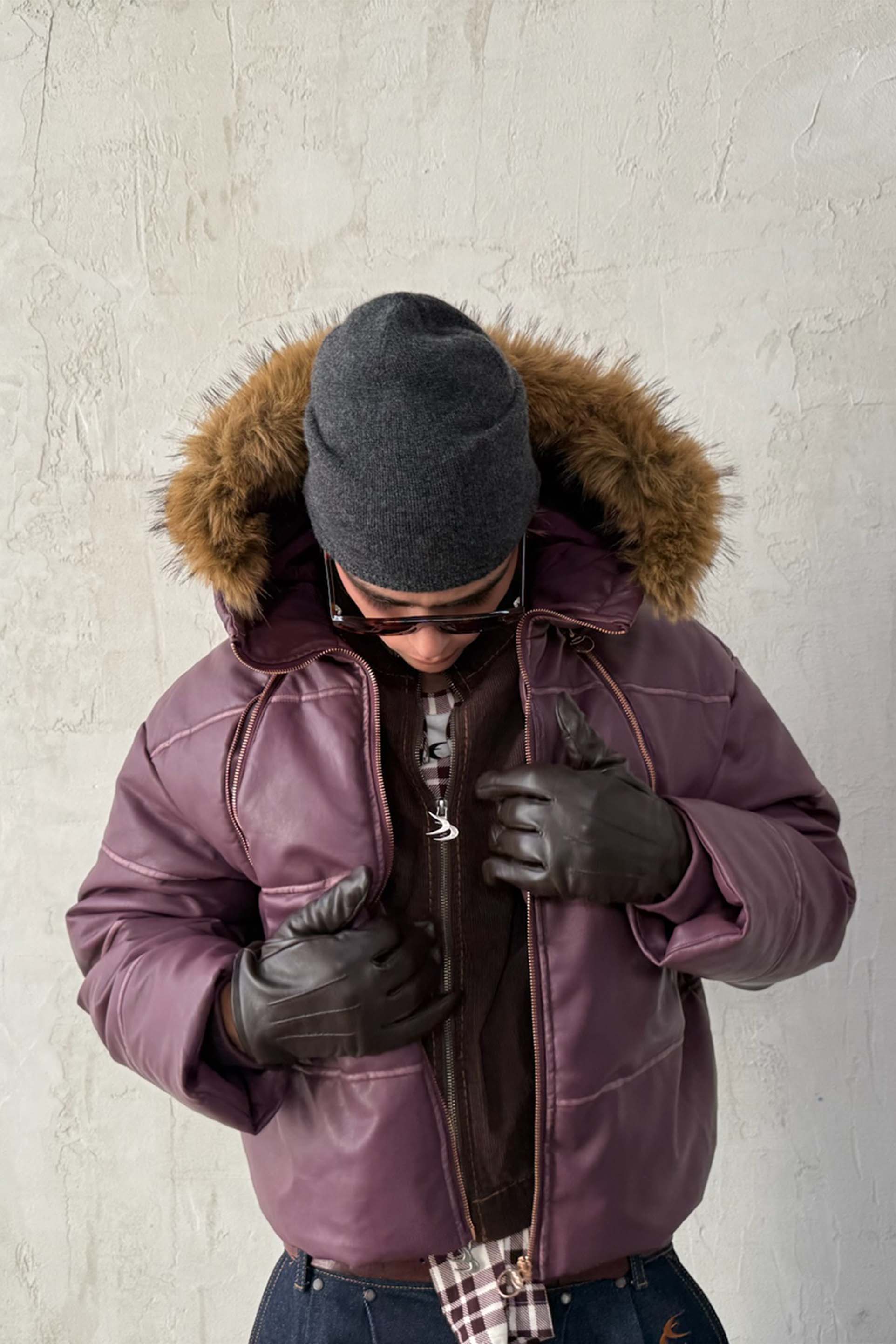 Raw Burgundy Puffer Jacket