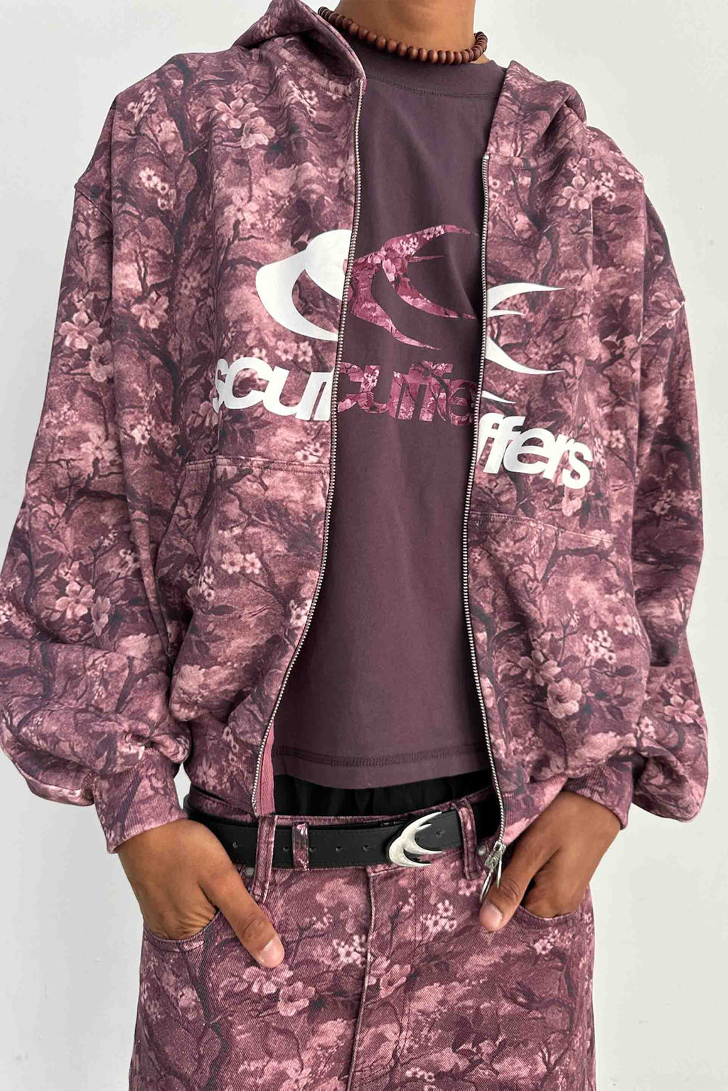 Real Flower Burgundy Zipper