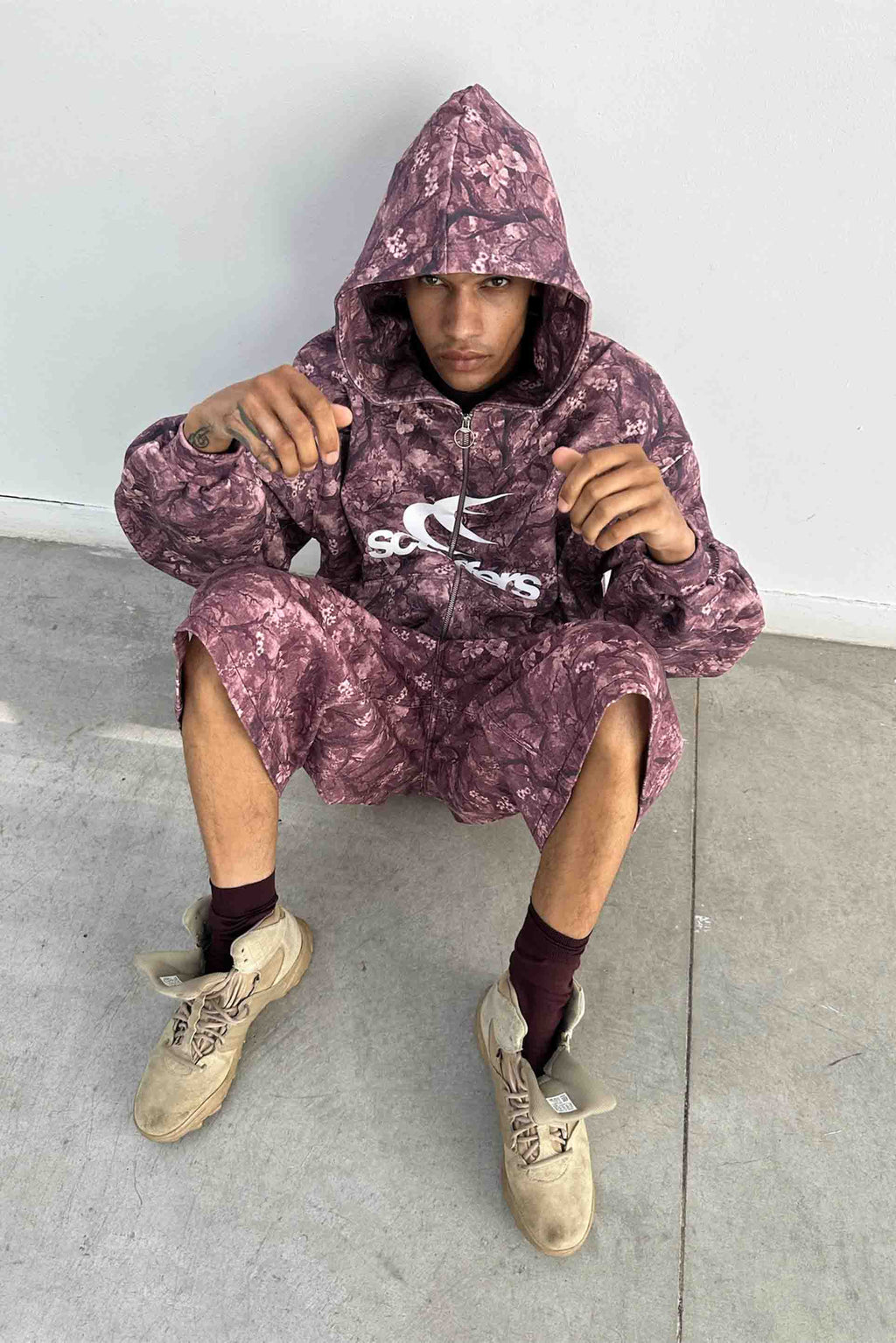 Real Flower Burgundy Zipper