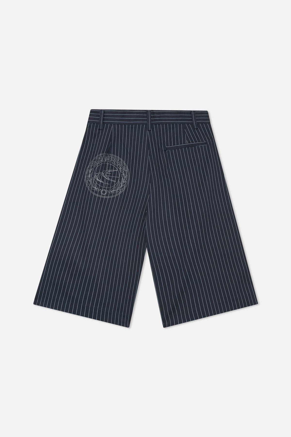 Maison Navy Pinstripe Shorts