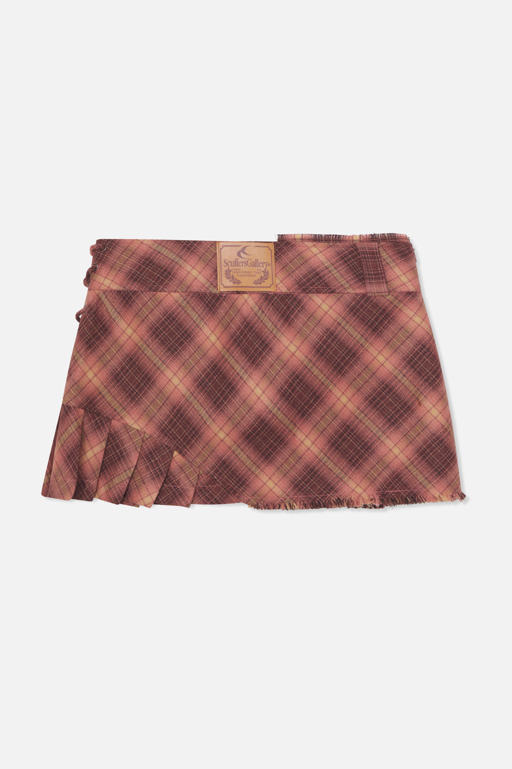 Pleat Burgundy Checkered Skirt
