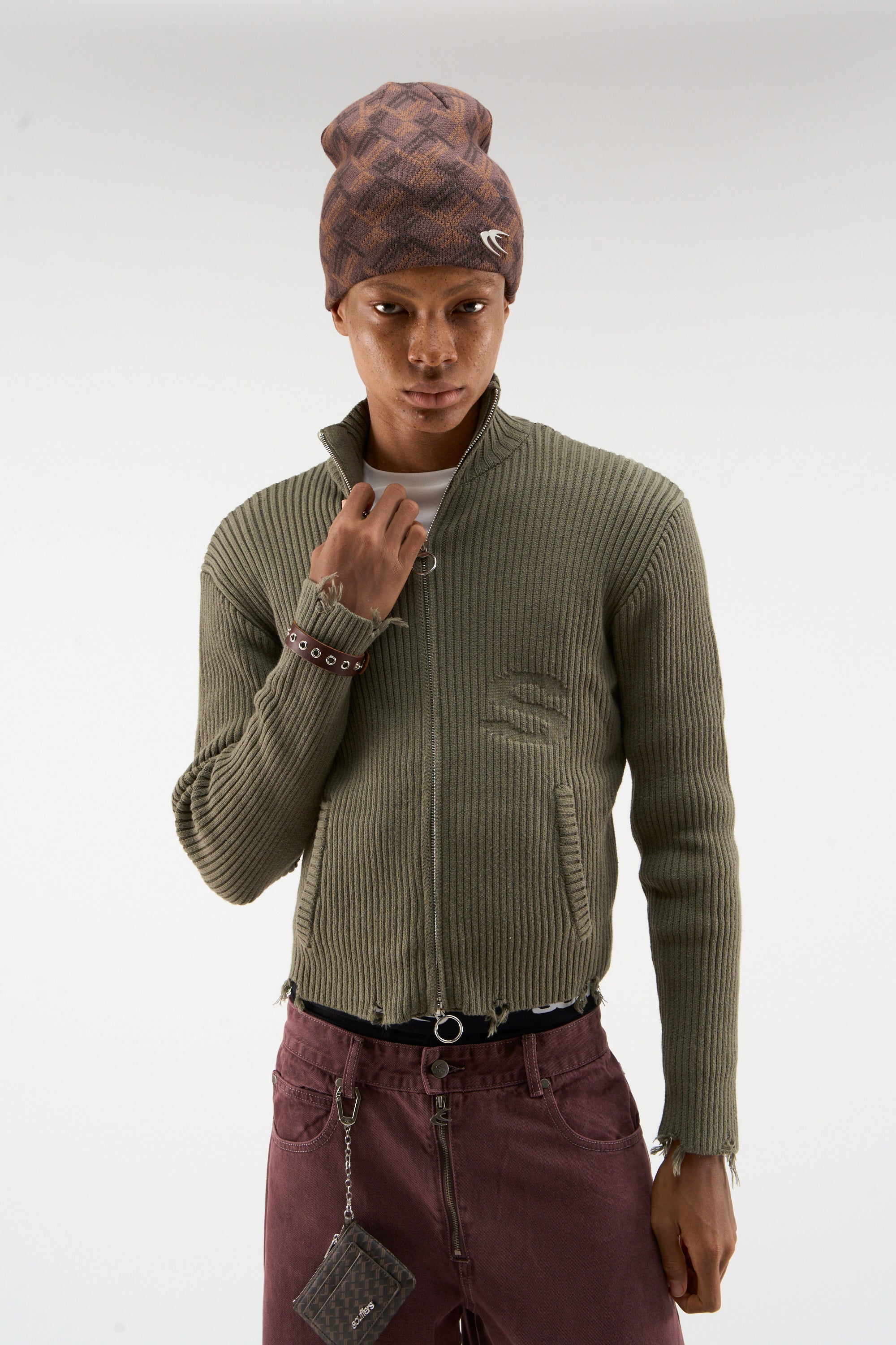 Bawdy Knit Green Zipper