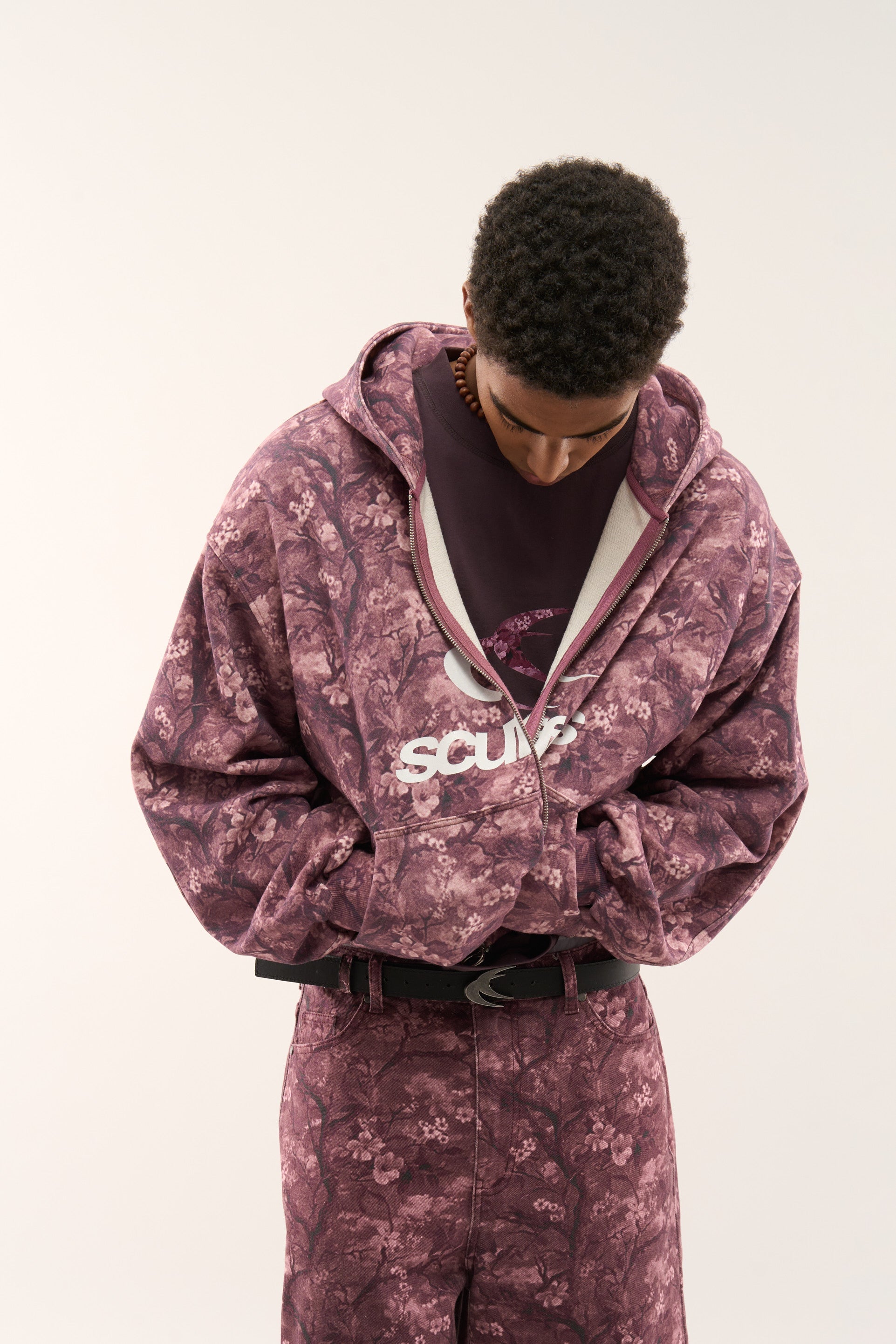 Real Flower Burgundy Zipper