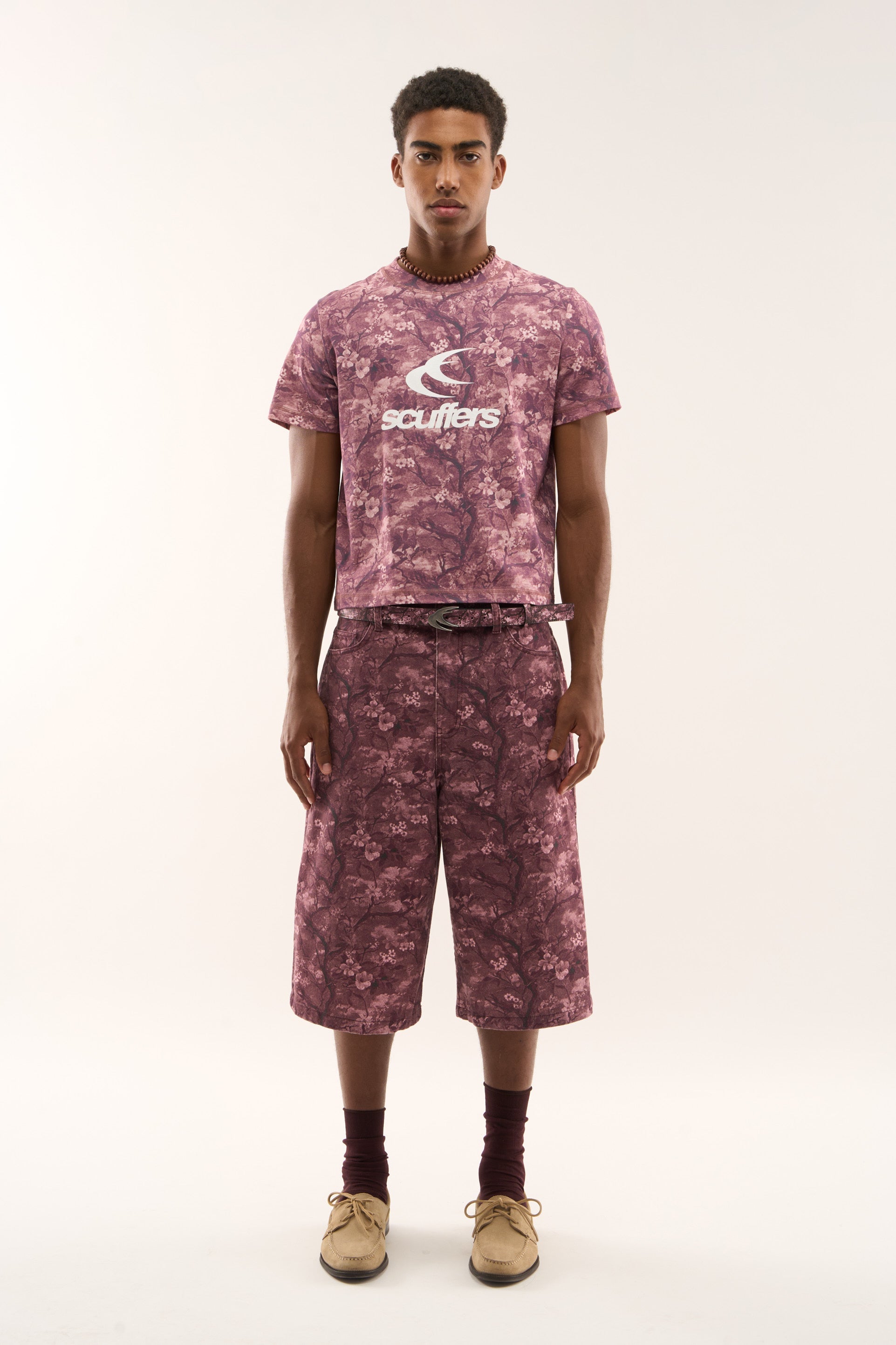 Real Flower Burgundy Fitted T-Shirt