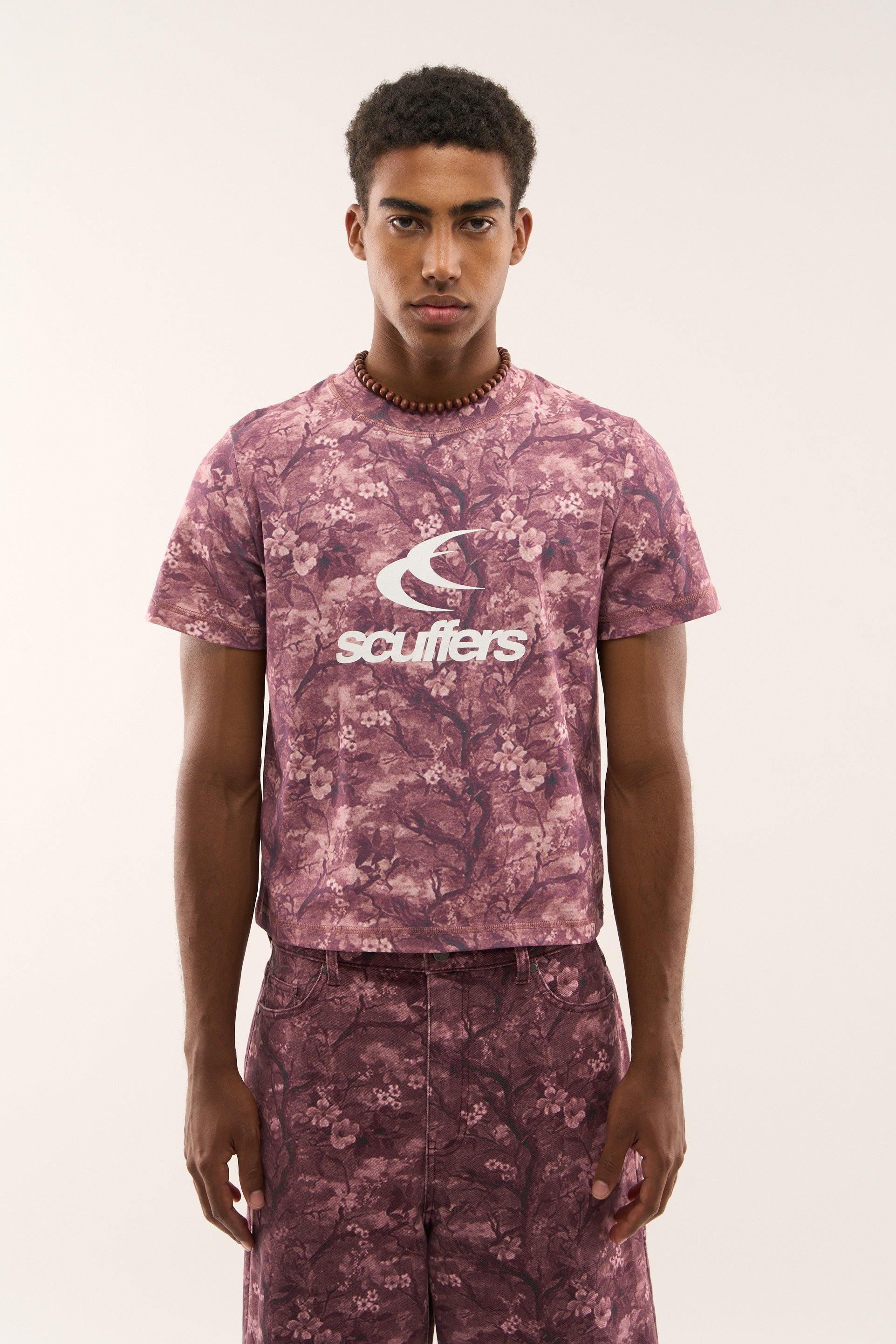 Real Flower Burgundy Fitted T-Shirt