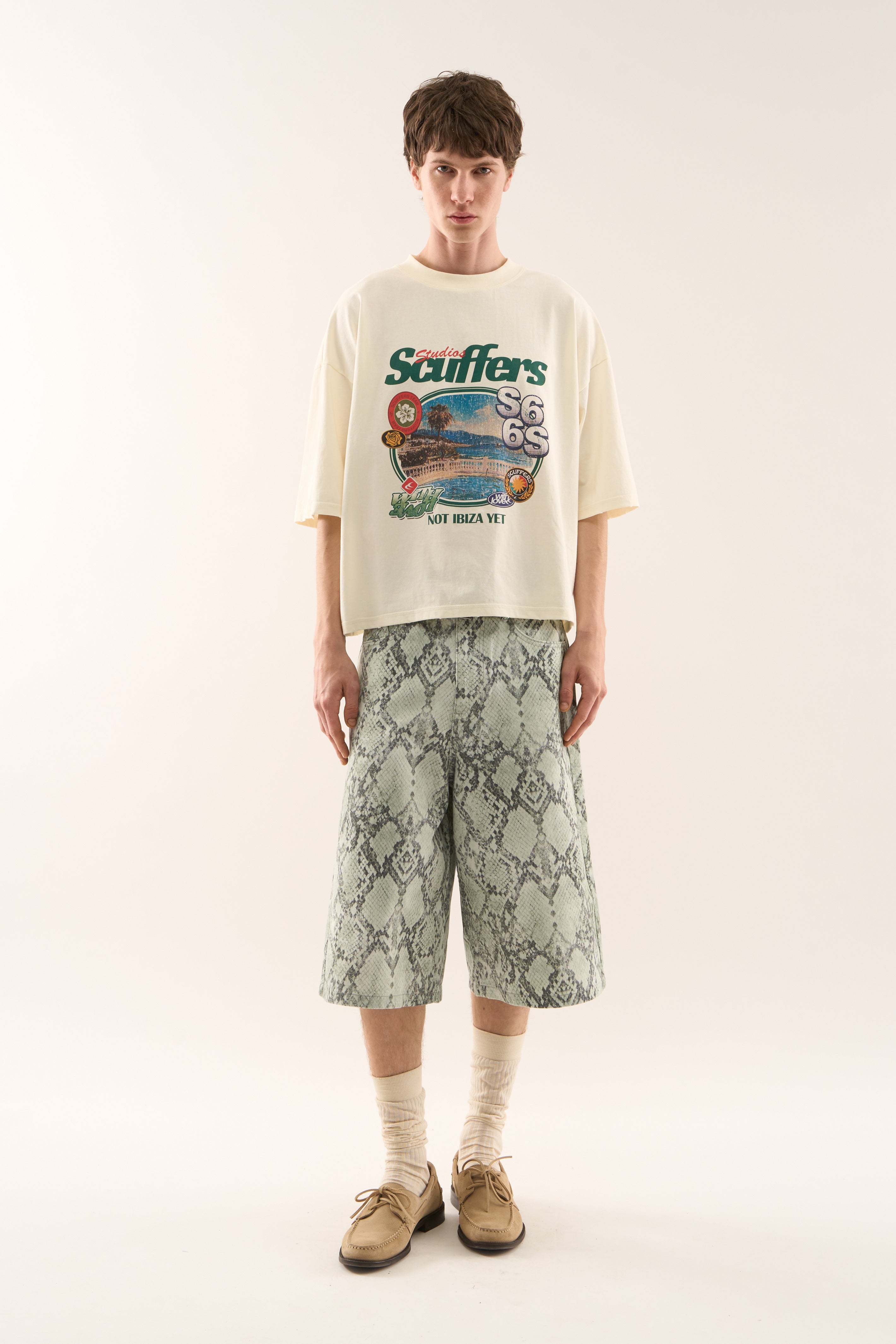 Jumbo Green Snakeprint Shorts