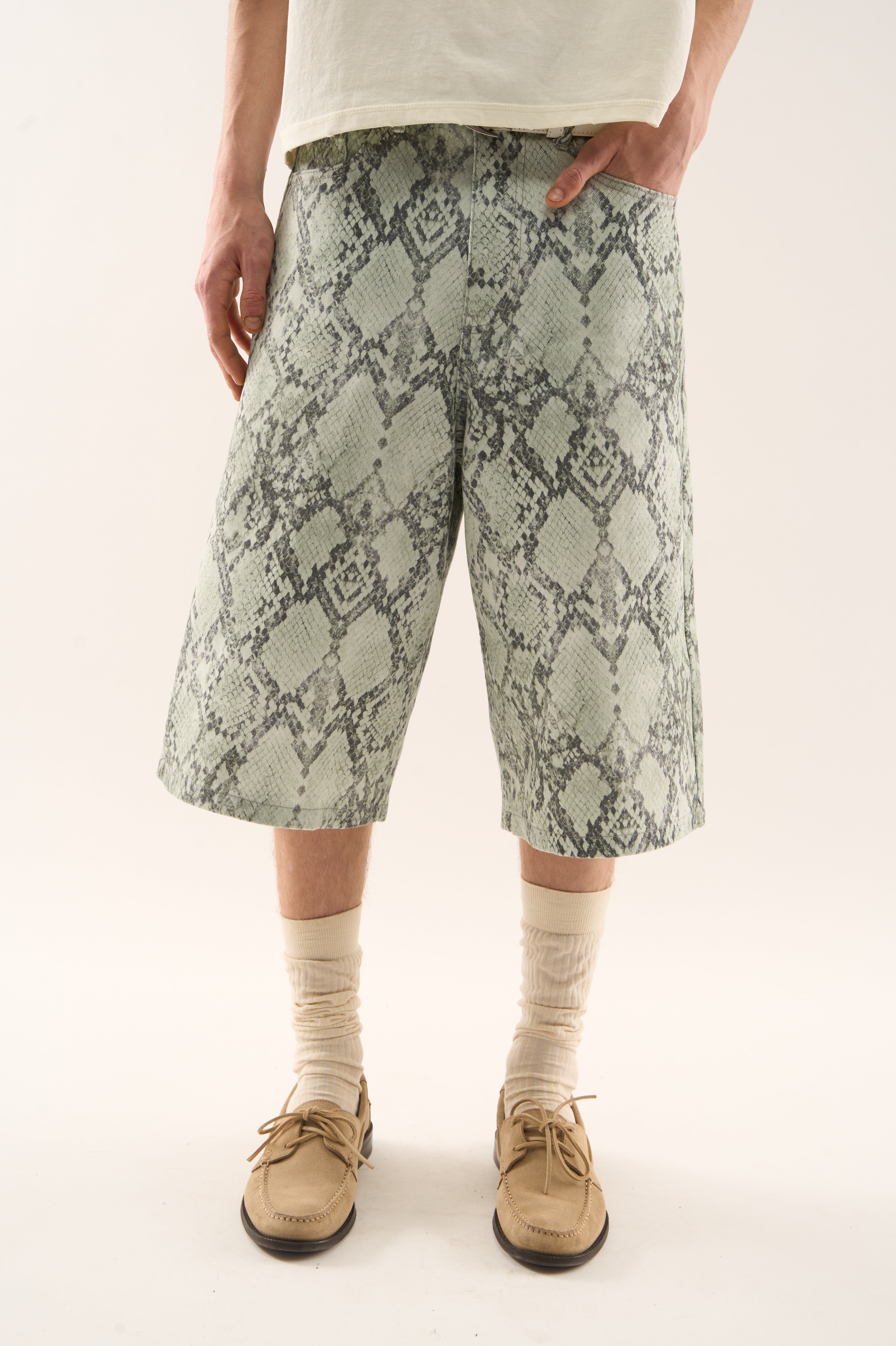 Jumbo Green Snakeprint Shorts