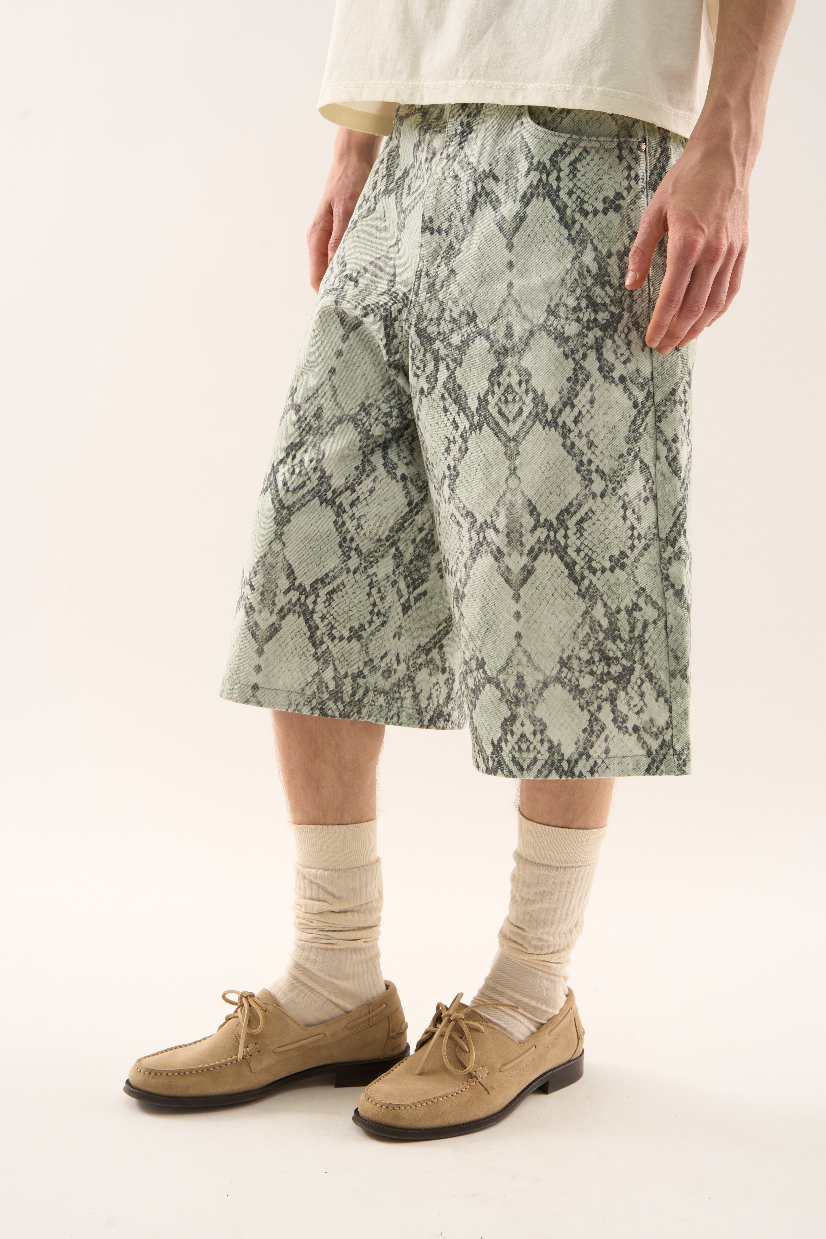 Jumbo Green Snakeprint Shorts