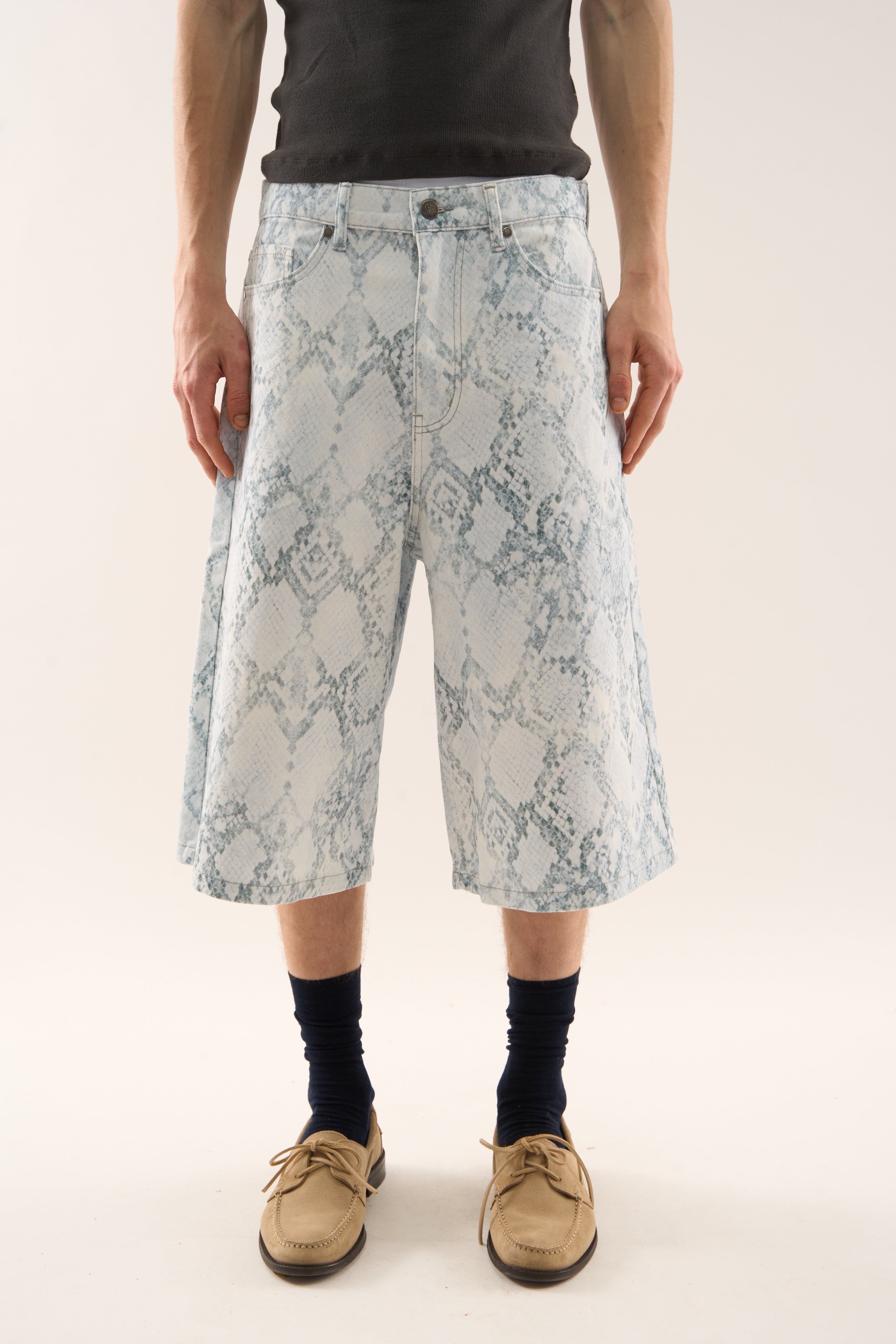 Jumbo Light Blue Snakeprint Shorts