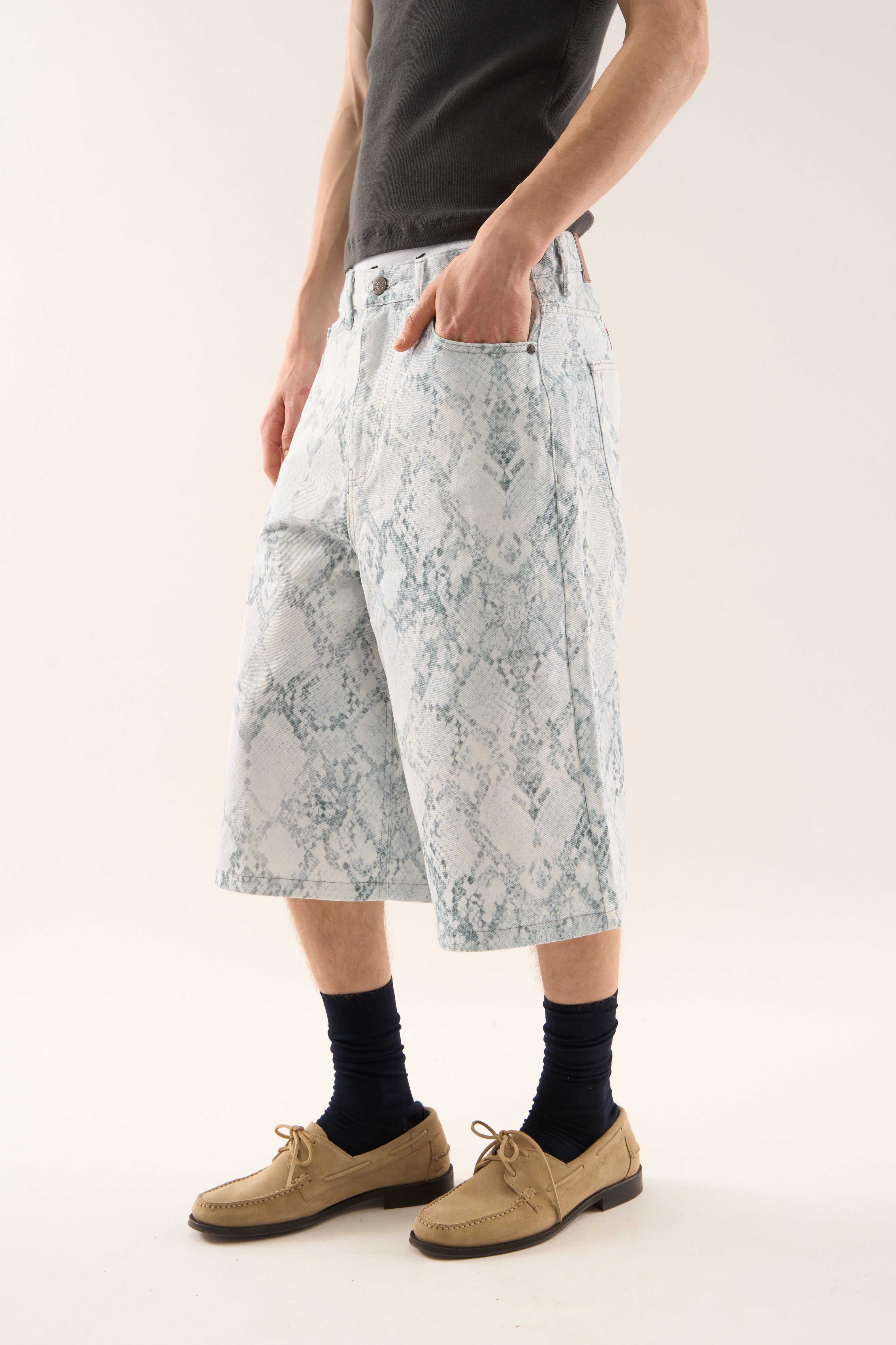 Jumbo Light Blue Snakeprint Shorts