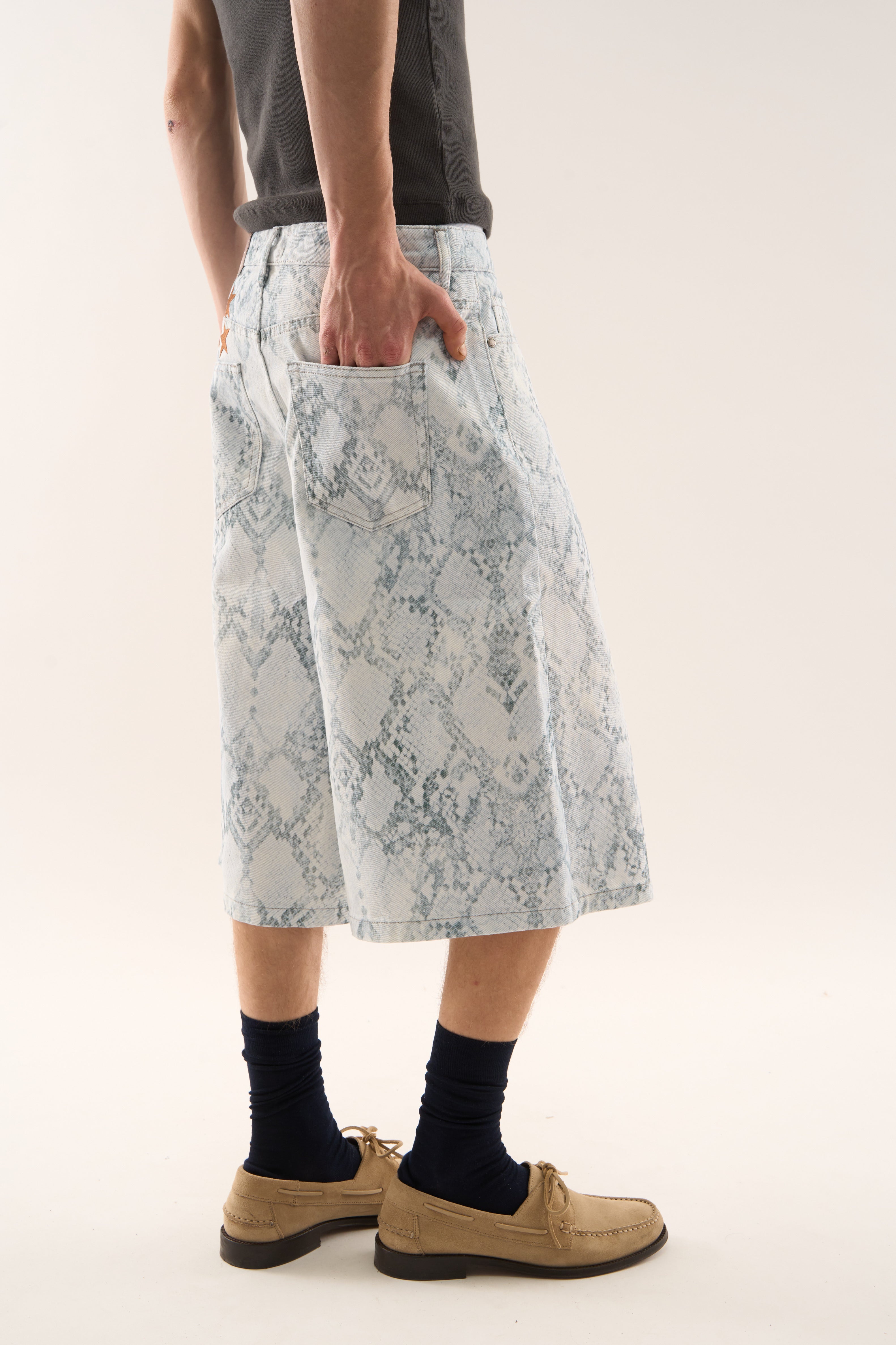 Jumbo Light Blue Snakeprint Shorts