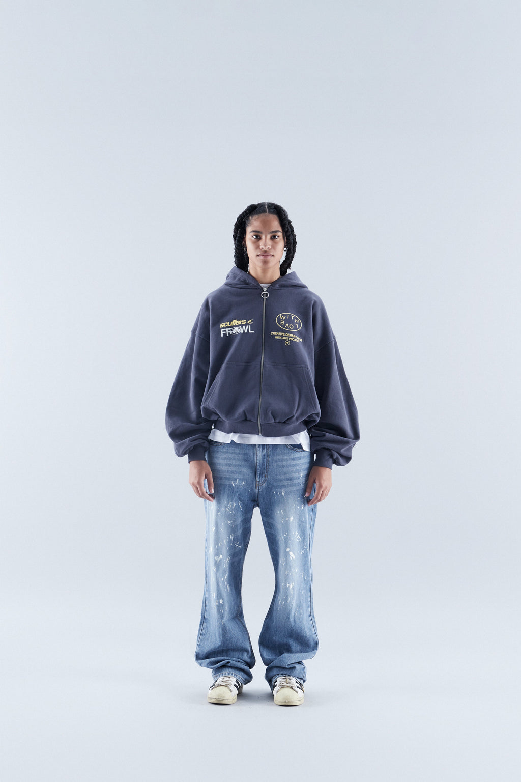 Caviar Navy Zipped Hoodie