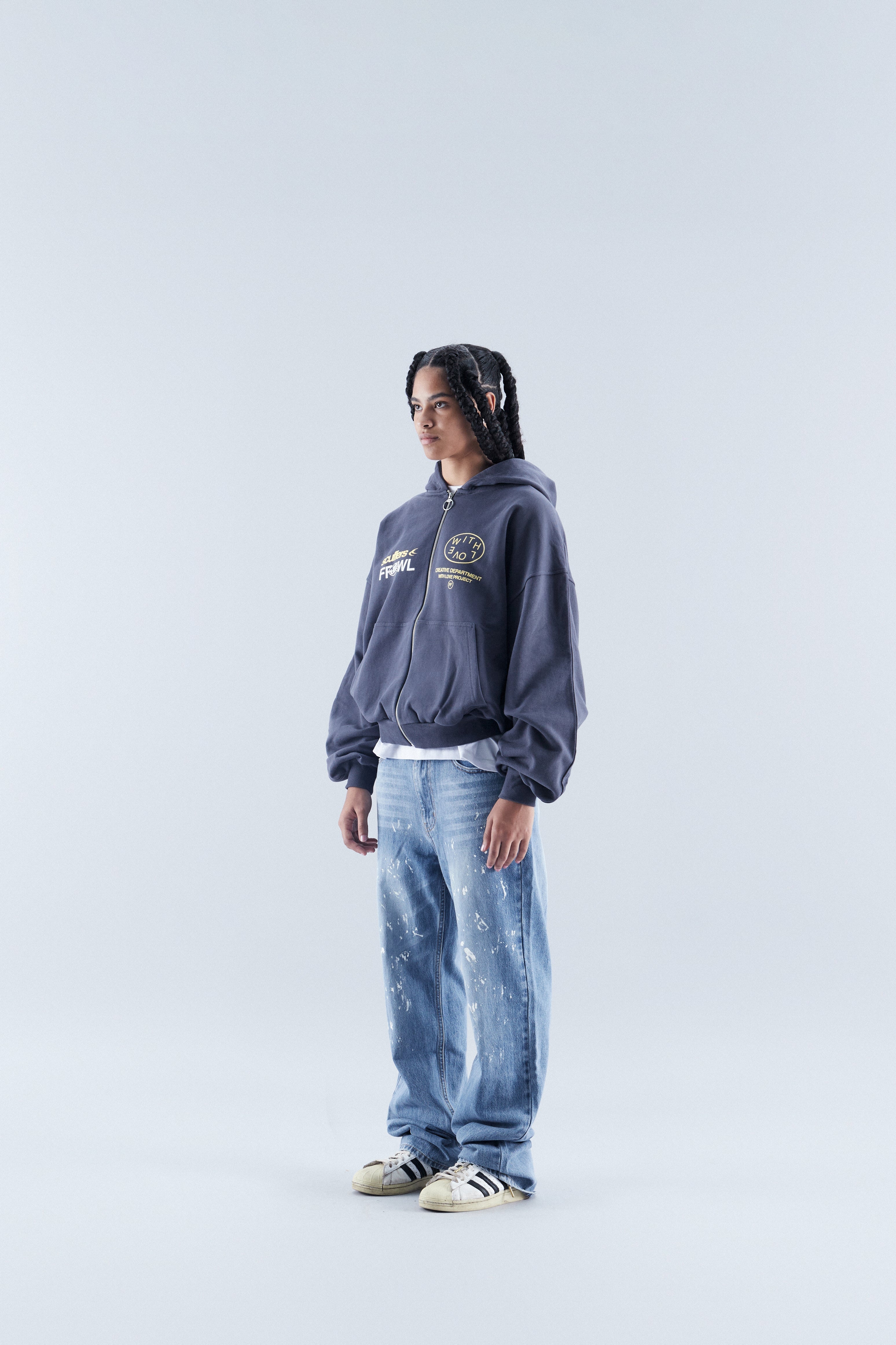 Caviar Navy Zipped Hoodie