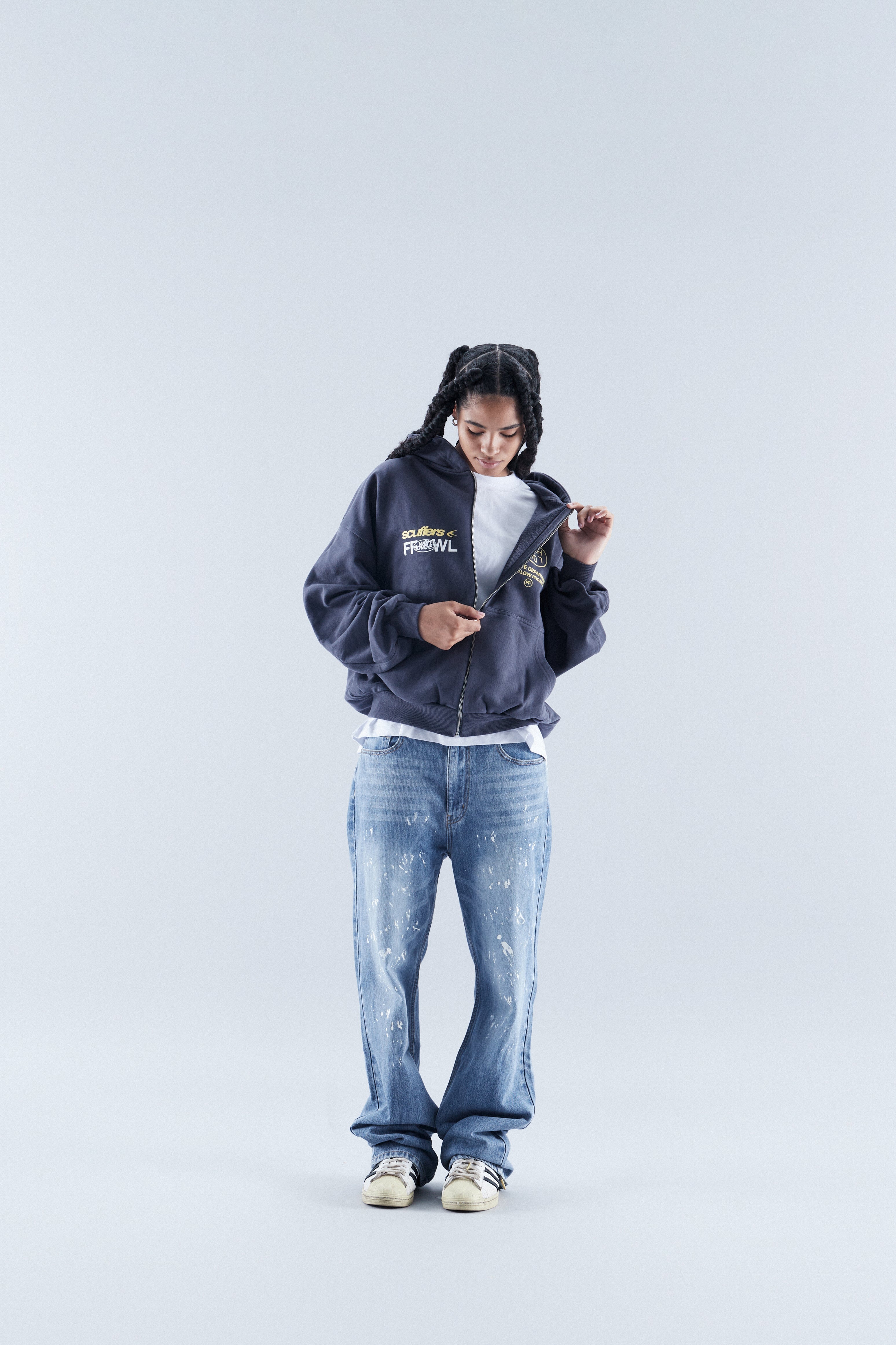 Caviar Navy Zipped Hoodie