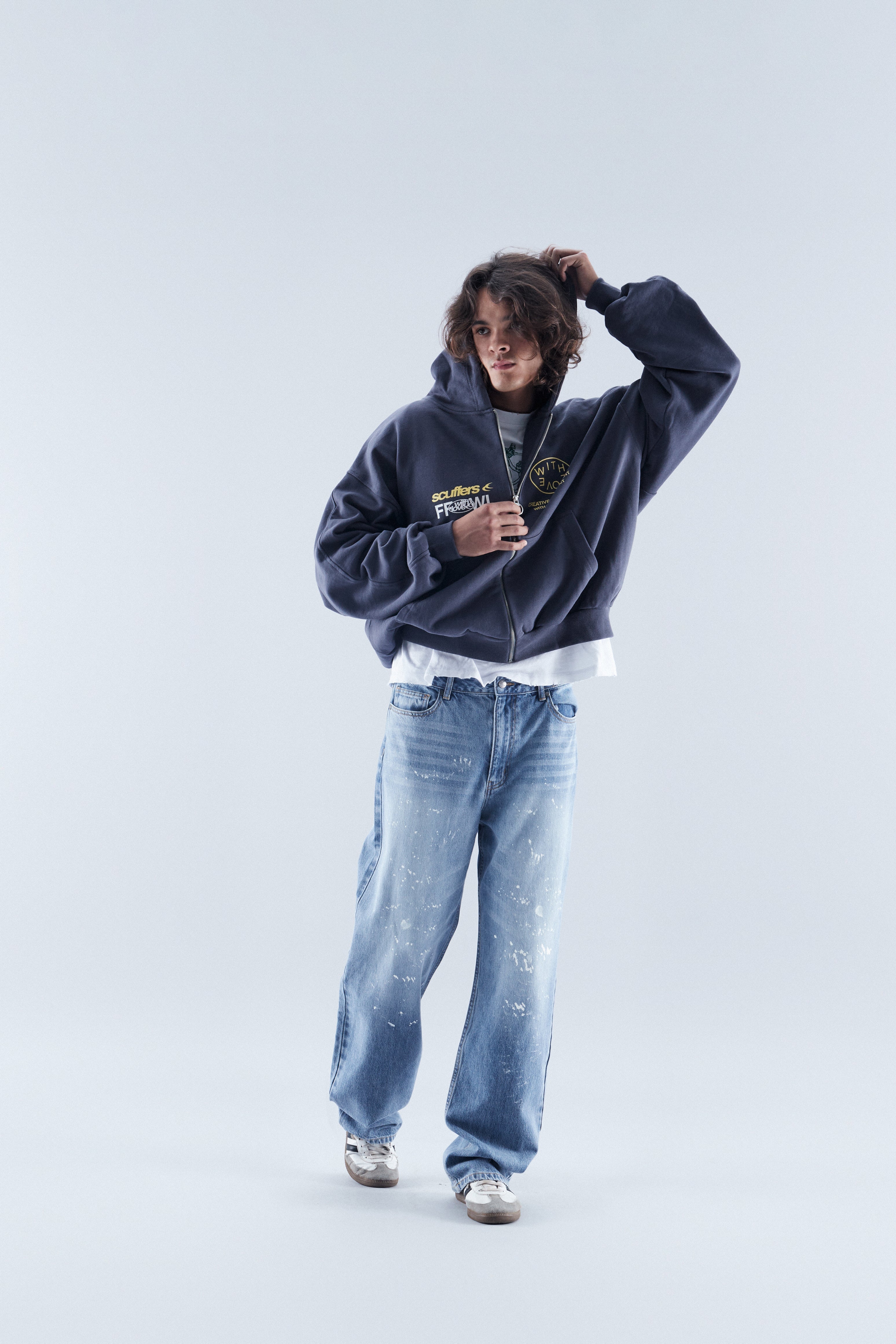 Caviar Navy Zipped Hoodie